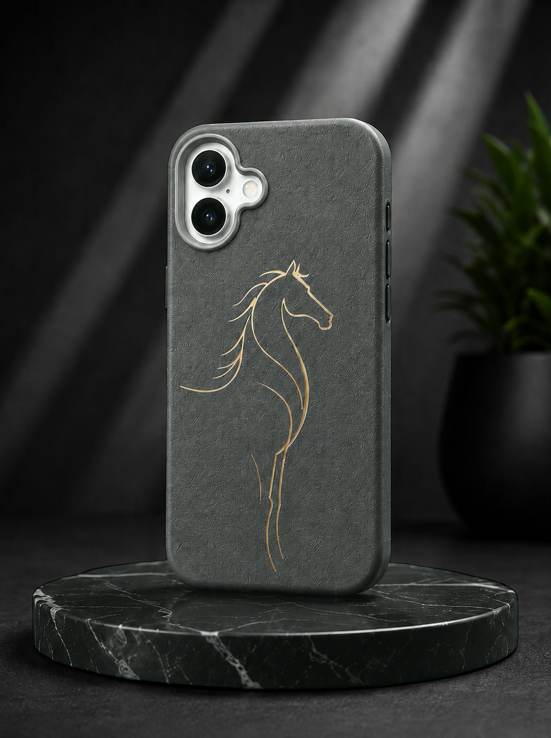 iPhone 17 | Luxury Horse Premium Leather Case with Hidden MagSafe | Gray
