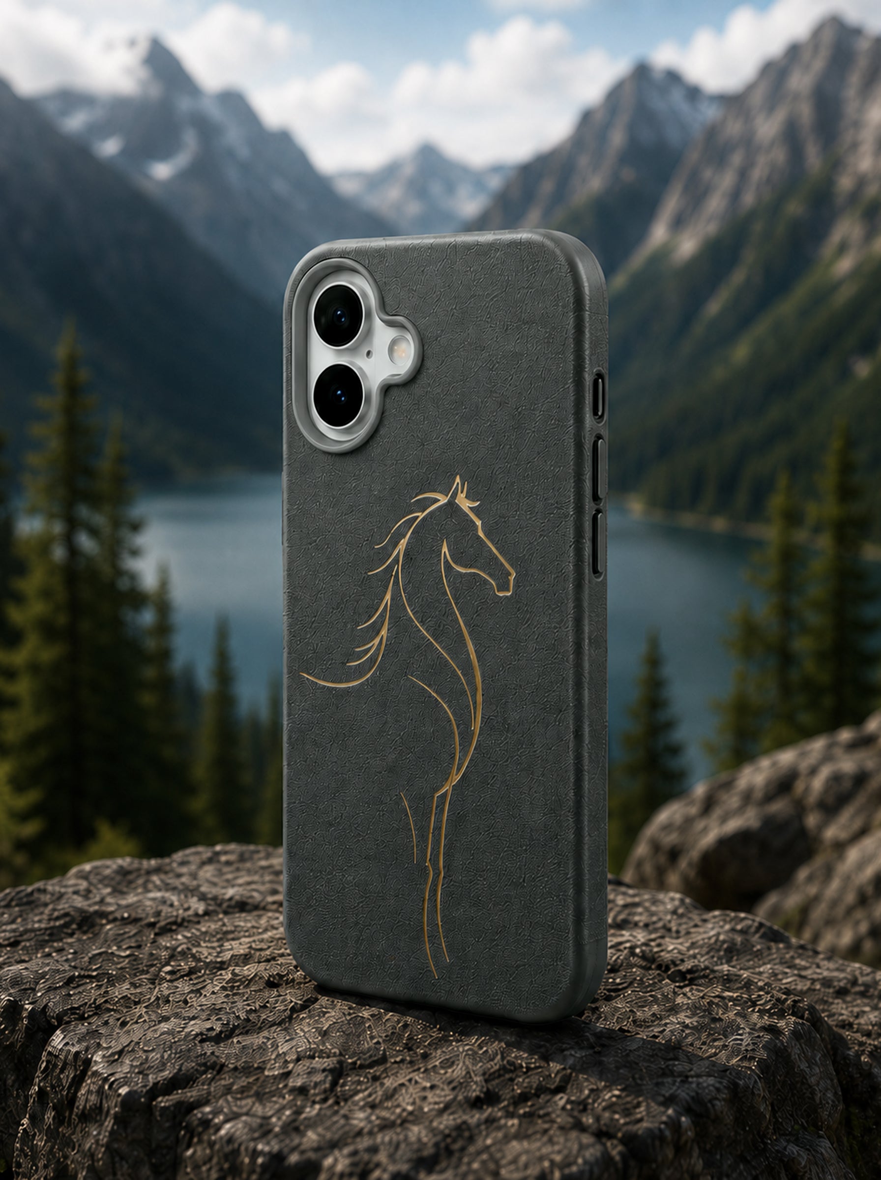 iPhone 17 | Luxury Horse Premium Leather Case with Hidden MagSafe | Gray