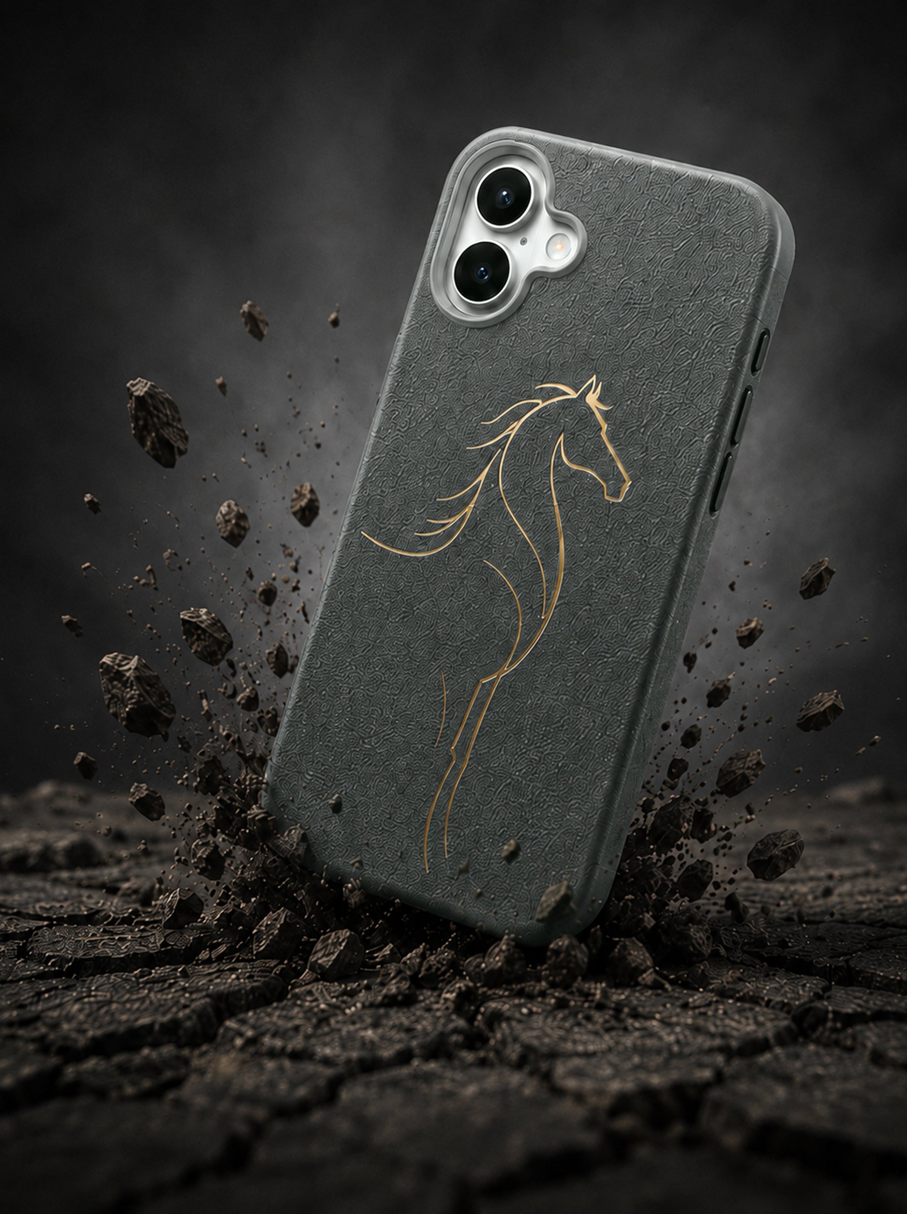 iPhone 17 | Luxury Horse Premium Leather Case with Hidden MagSafe | Gray