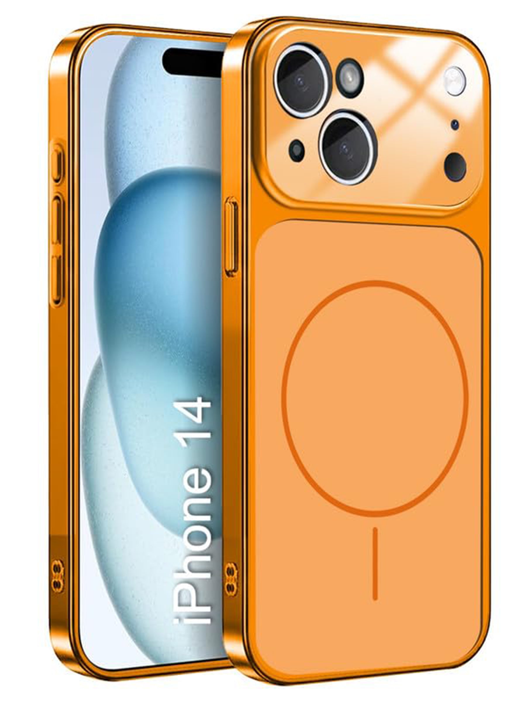 Converter Case for iPhone 14 | MagSafe | iPhone 17 Pro Series Style Design | in Built Camera Guard | Wireless Charging | ORANGE COLOR