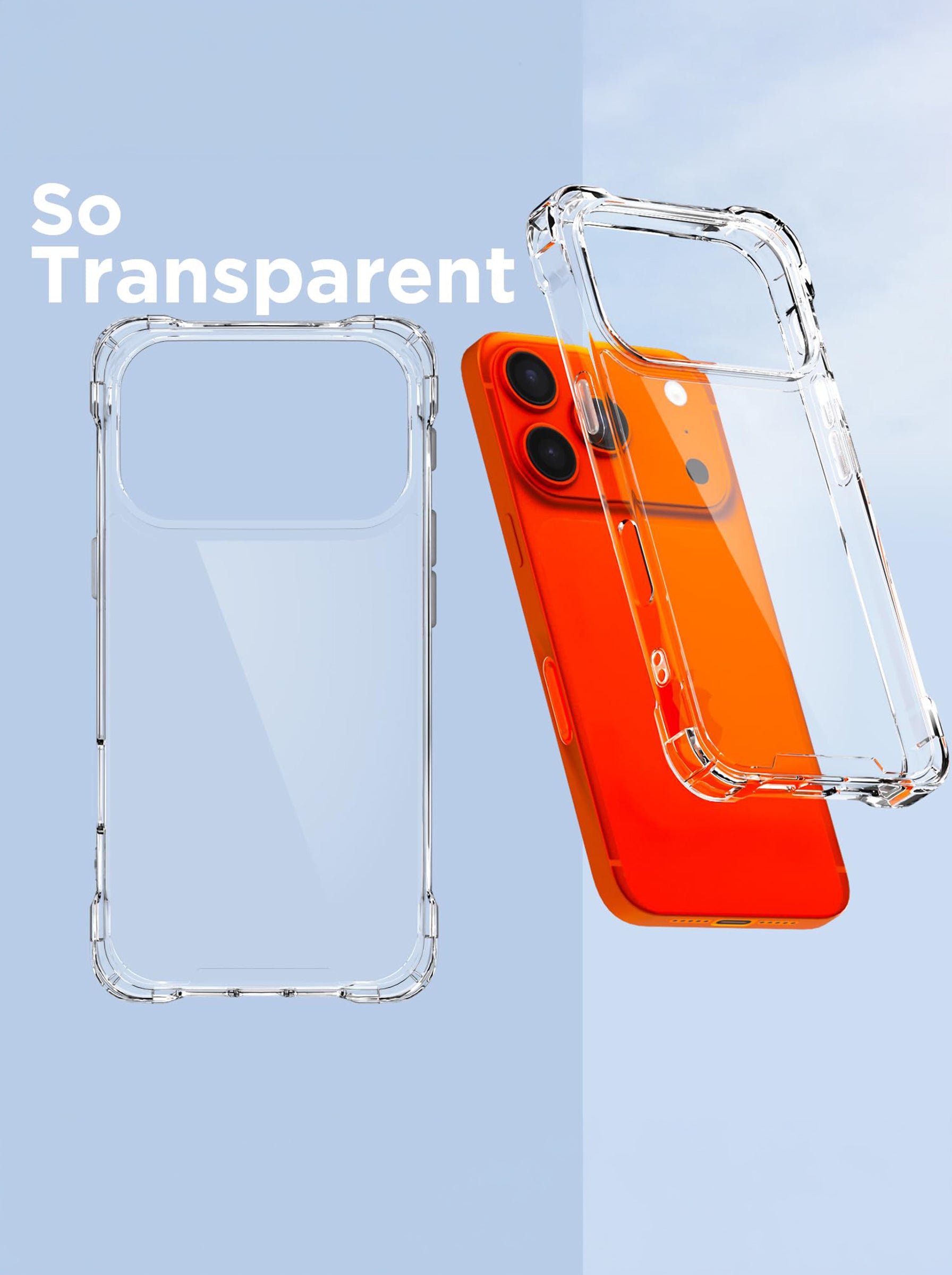 iPhone 17 Pro Max | PC + TPU | Clear Transparent | 360 Edges Protection | Phone Bumper Case (Transparent)