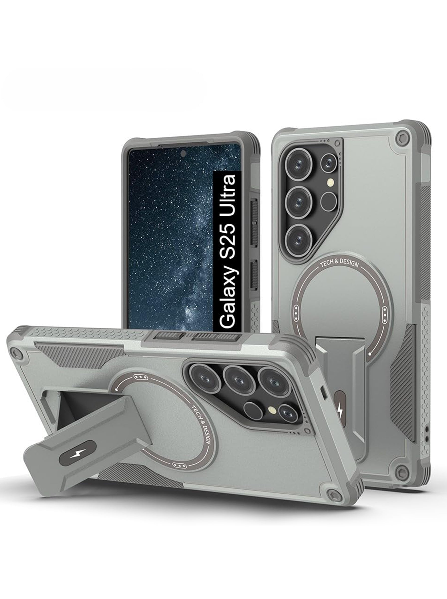 SAMSUNG S25 ULTRA | DROP+ | Portable Kickstand | MagSafe Compatible Magnetic Case | Shockproof Military Grade Protection | GRAY COLOR