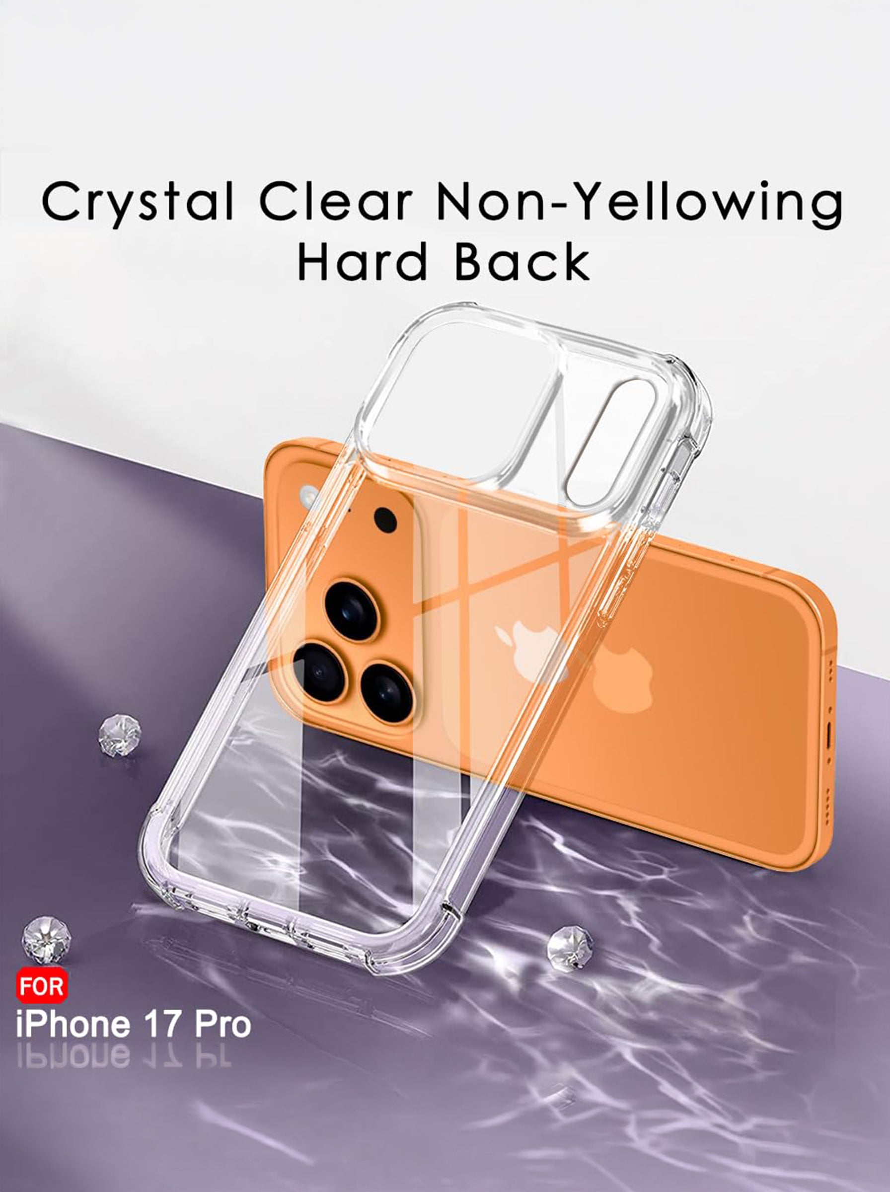 iPhone 17 Pro | PC + TPU | Clear Transparent | 360 Edges Protection | Phone Bumper Case (Transparent)