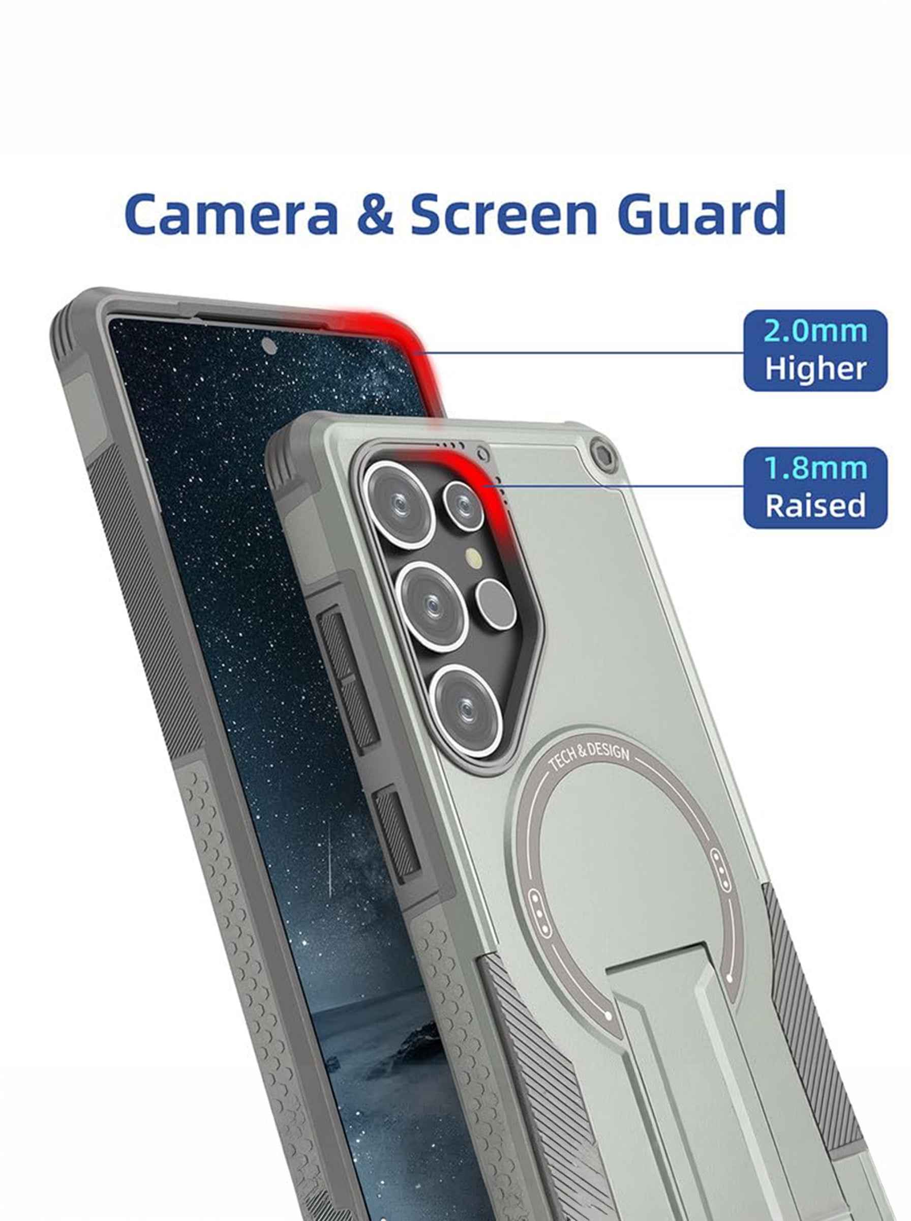SAMSUNG S25 ULTRA | DROP+ | Portable Kickstand | MagSafe Compatible Magnetic Case | Shockproof Military Grade Protection | GRAY COLOR
