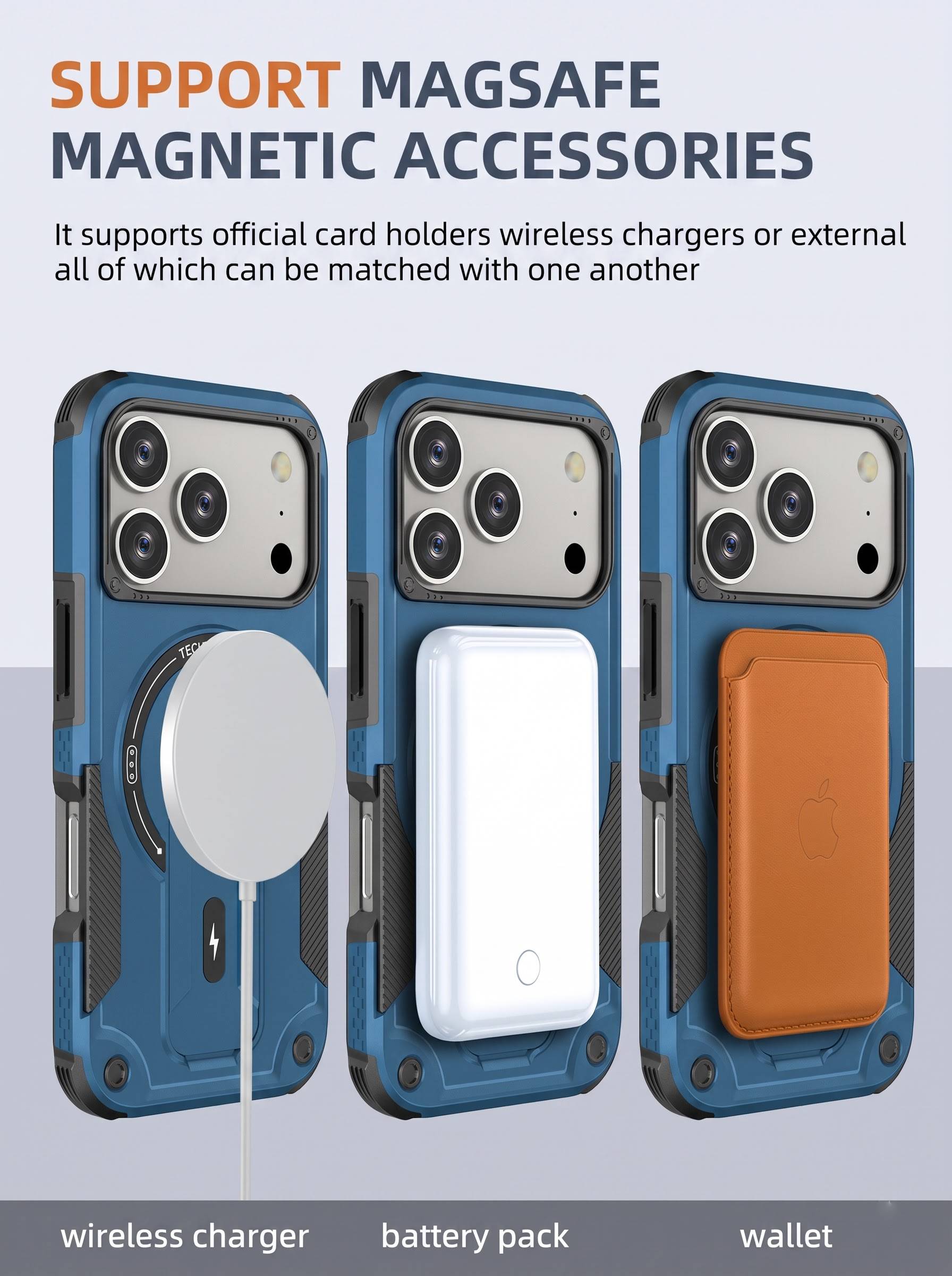 IPHONE 17 PRO MAX | DROP+ | Portable Kickstand | MagSafe Compatible Magnetic Case | Shockproof Military Grade Protection | BLUE COLOR