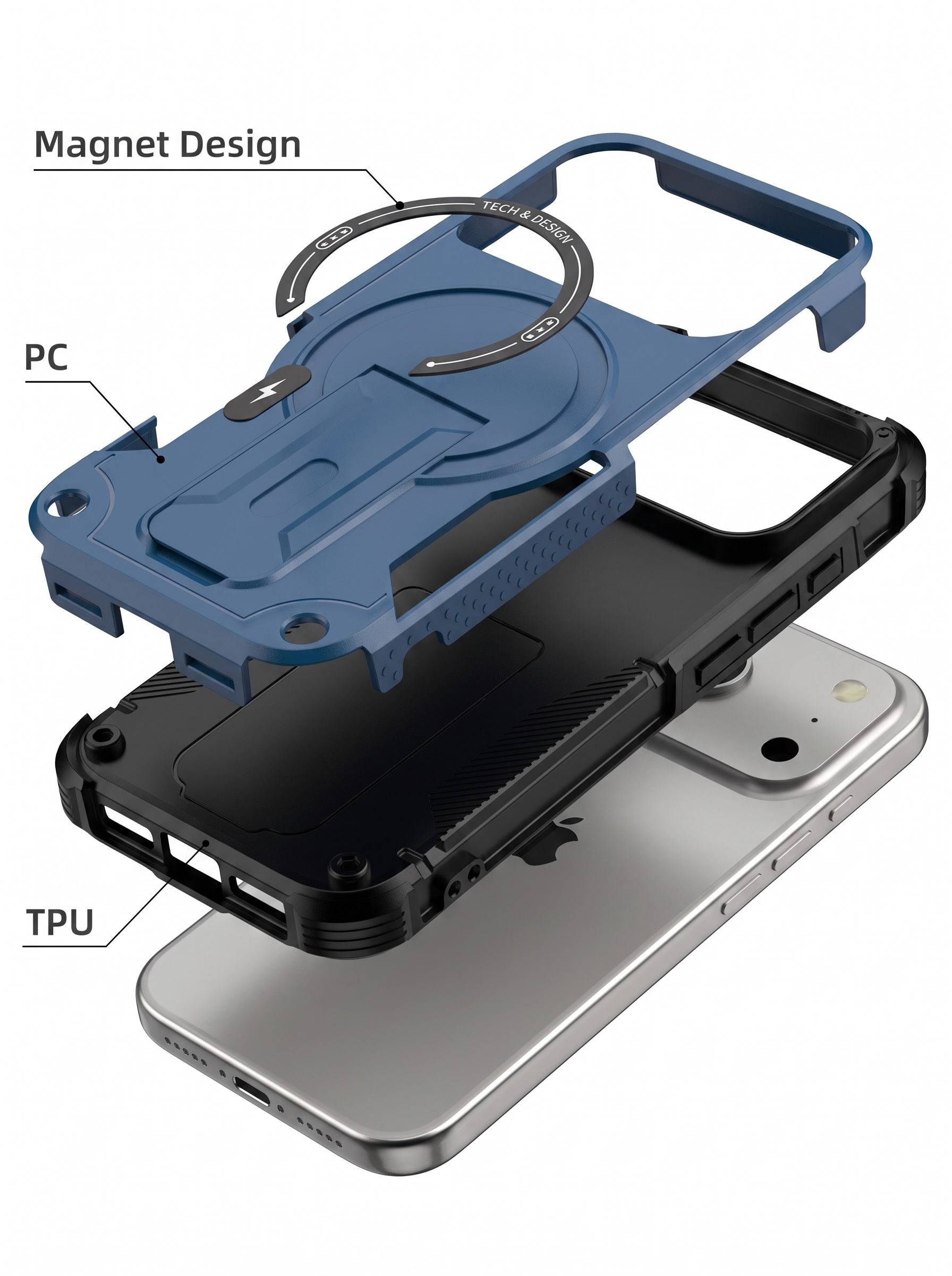 IPHONE 17 PRO MAX | DROP+ | Portable Kickstand | MagSafe Compatible Magnetic Case | Shockproof Military Grade Protection | BLUE COLOR