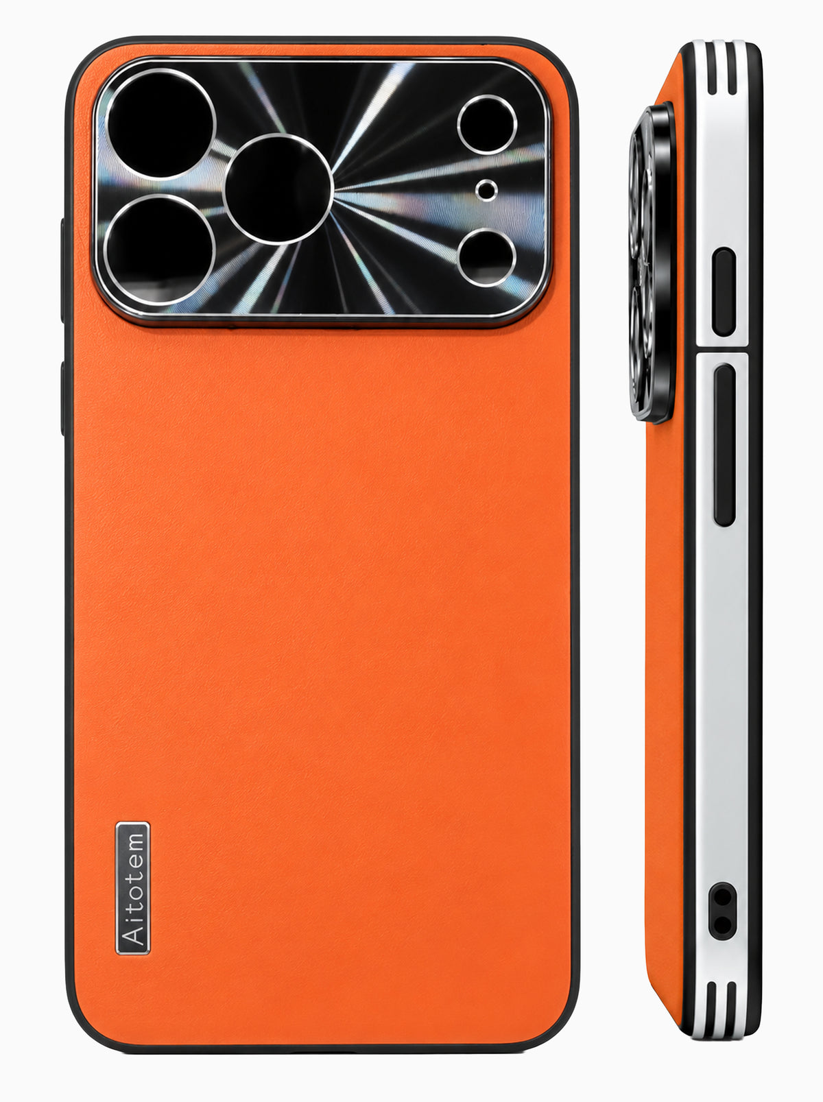 iPhone 17 Pro Max | Dual-ton Case | Leather Back | Metal Camera Lens Protection | Orange