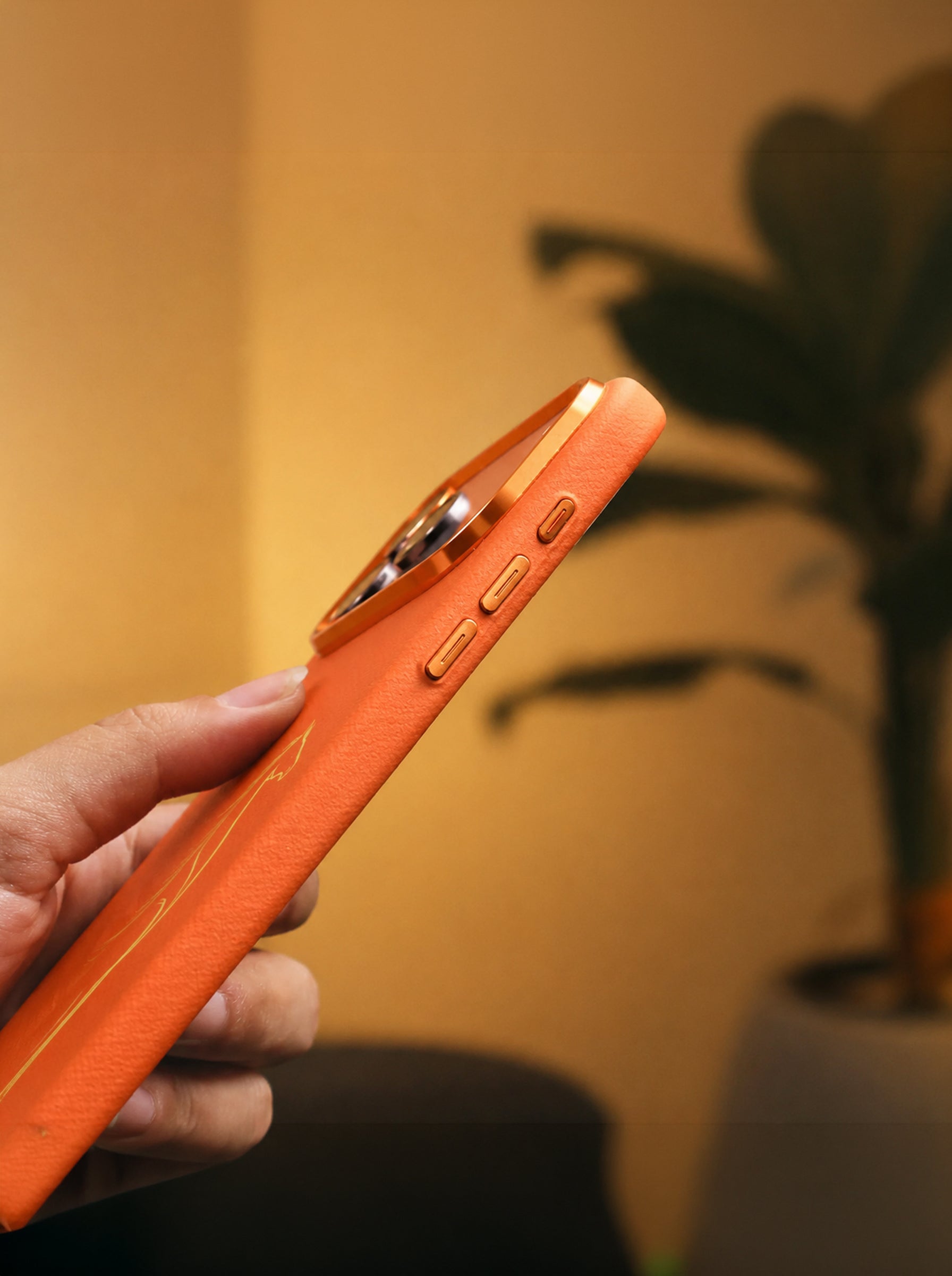 iPhone 17 Pro Max | Luxury Horse Premium Leather Case with Hidden MagSafe | Orange