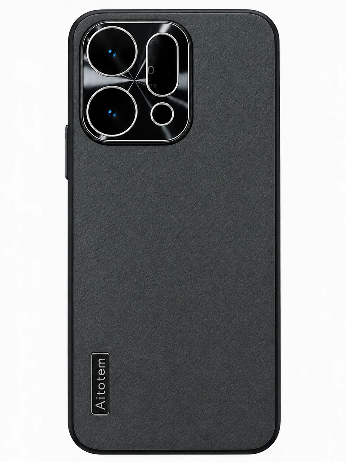 Reno 14 Pro | Dual-ton Case | Leather Back | Metal Camera Lens Protection | Gray