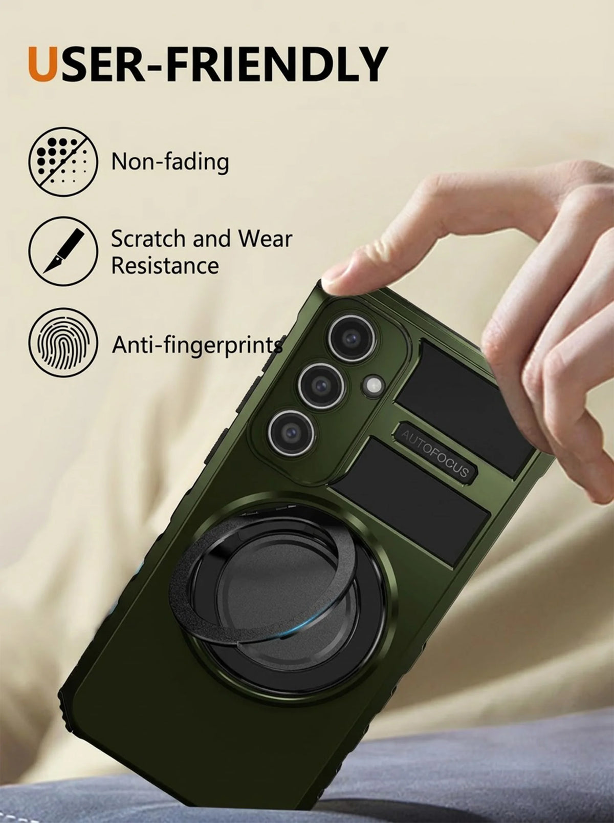 Samsung S24 Case | MagSafe Compatible | Magnetic Ring Holder | Soft TPU + Hard PC | Green