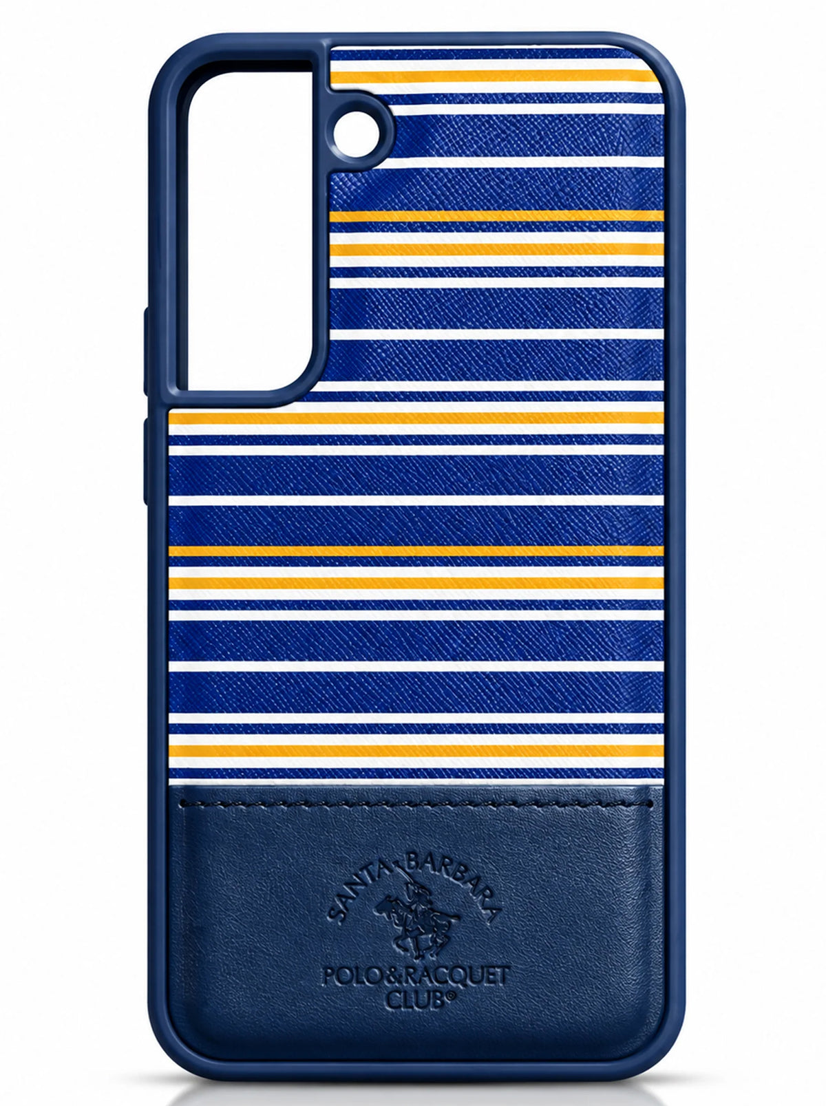 Samsung S22 | Striped Leather Case | Inside Cloth | Blue