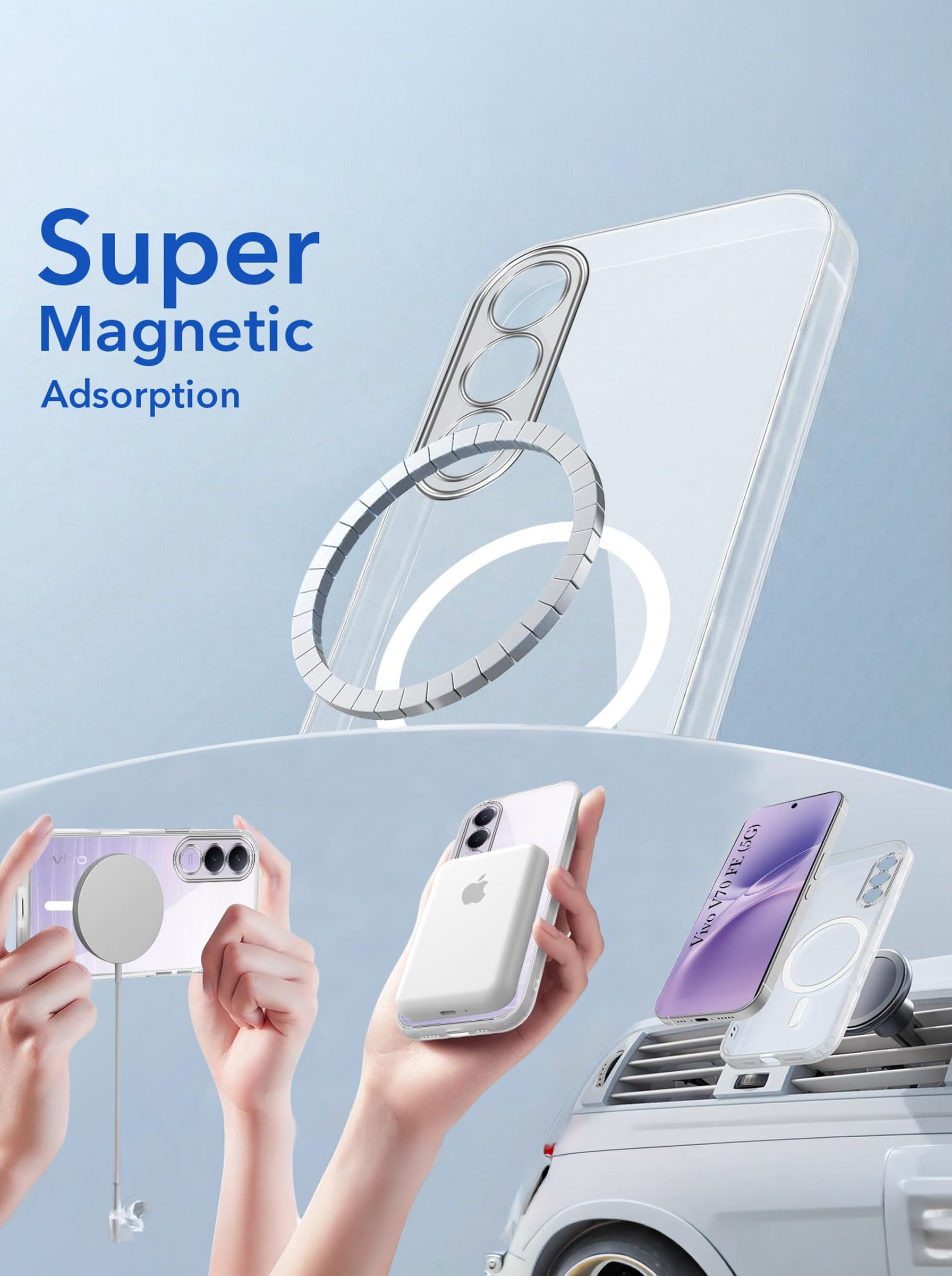 Vivo V70 FE 5G Clear Hard PC Case | Anti-Yellow | MagSafe Compatible