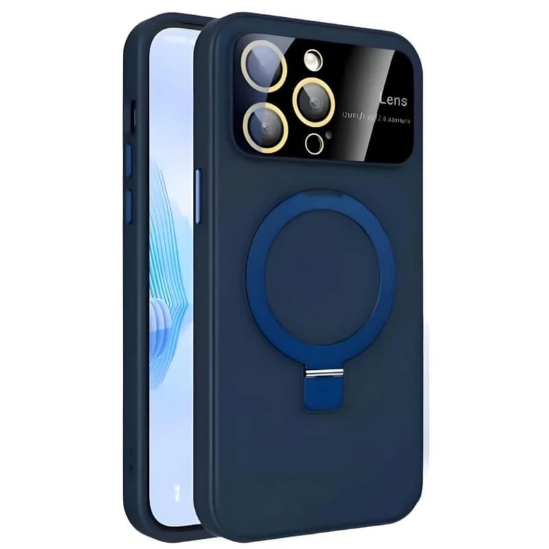 iPhone case feature integrated magnetic metal stand rings, camera lens protection