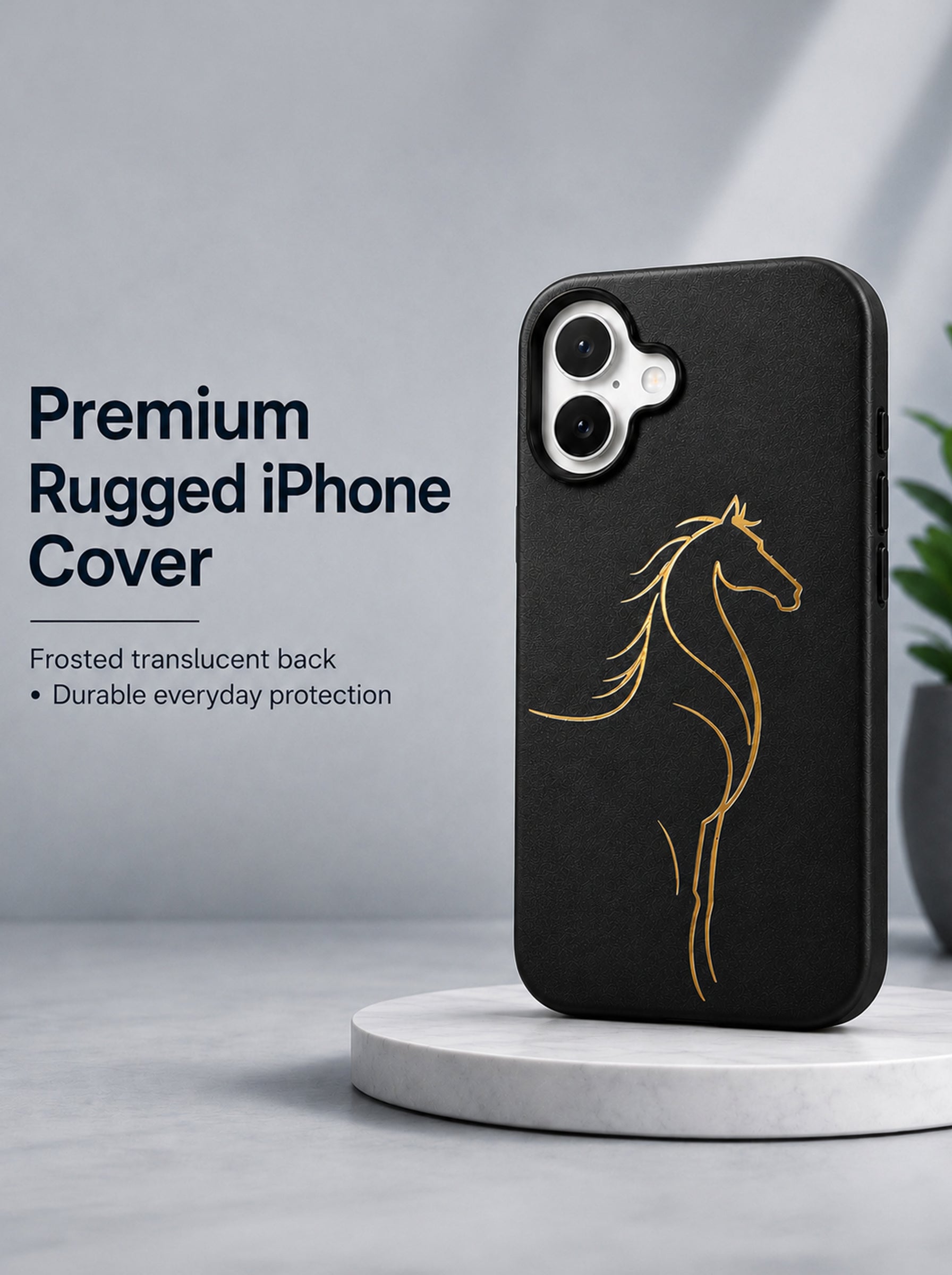 iPhone 17 | Luxury Horse Premium Leather Case with Hidden MagSafe | Black