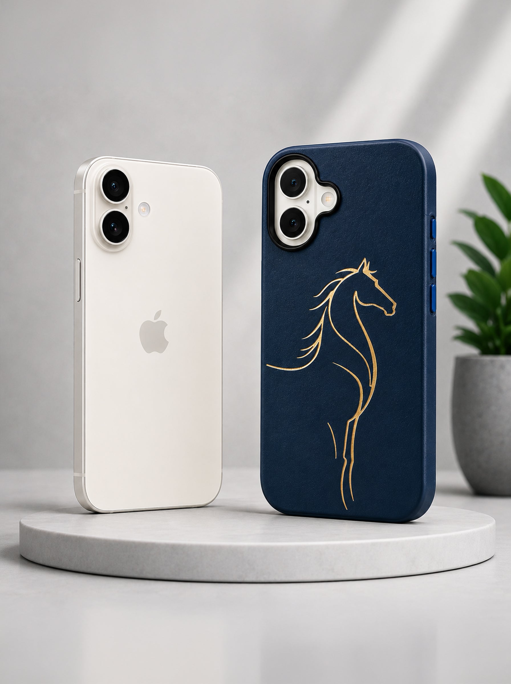 iPhone 17 | Luxury Horse Premium Leather Case with Hidden MagSafe | Blue