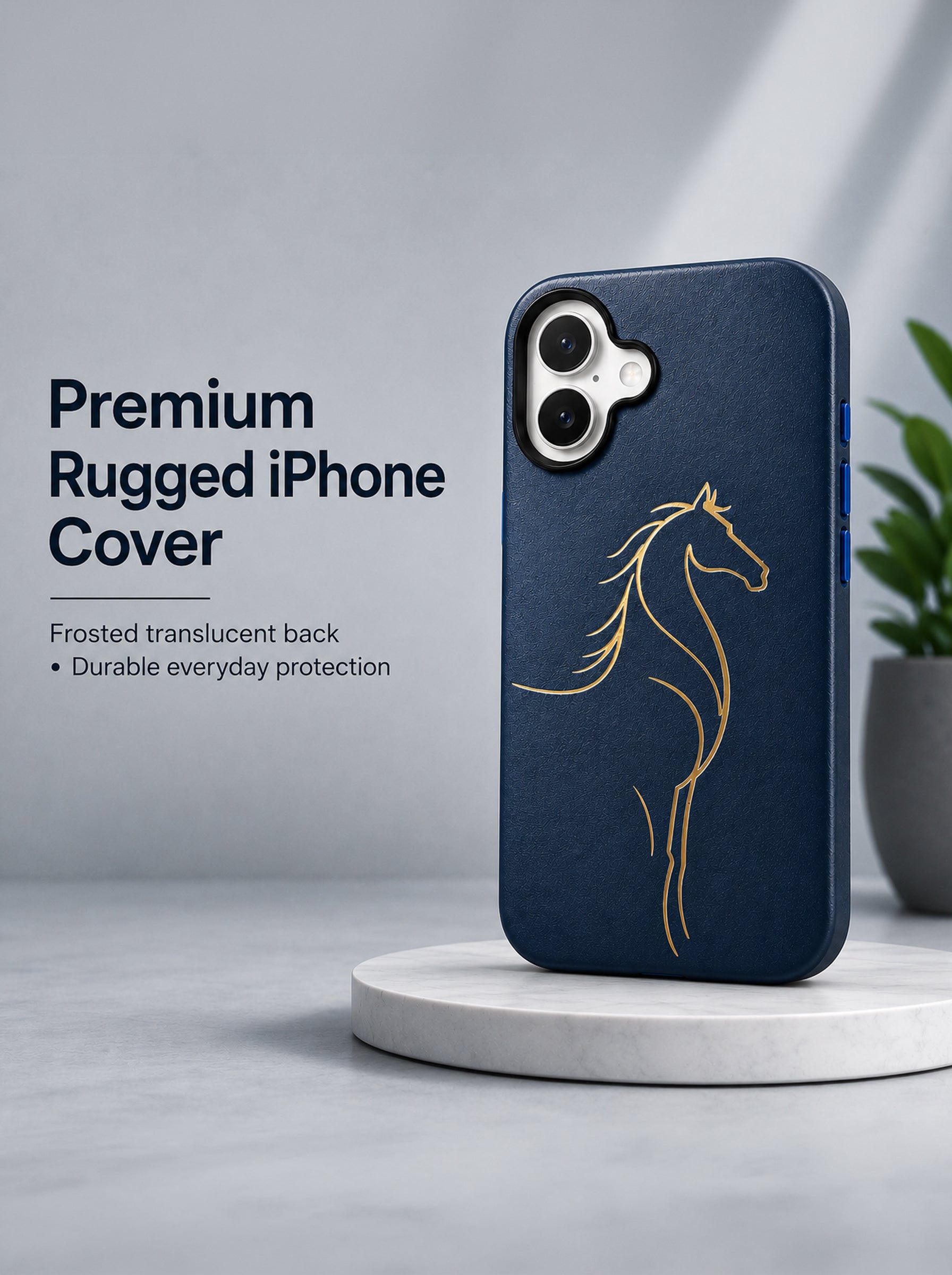 iPhone 17 | Luxury Horse Premium Leather Case with Hidden MagSafe | Blue