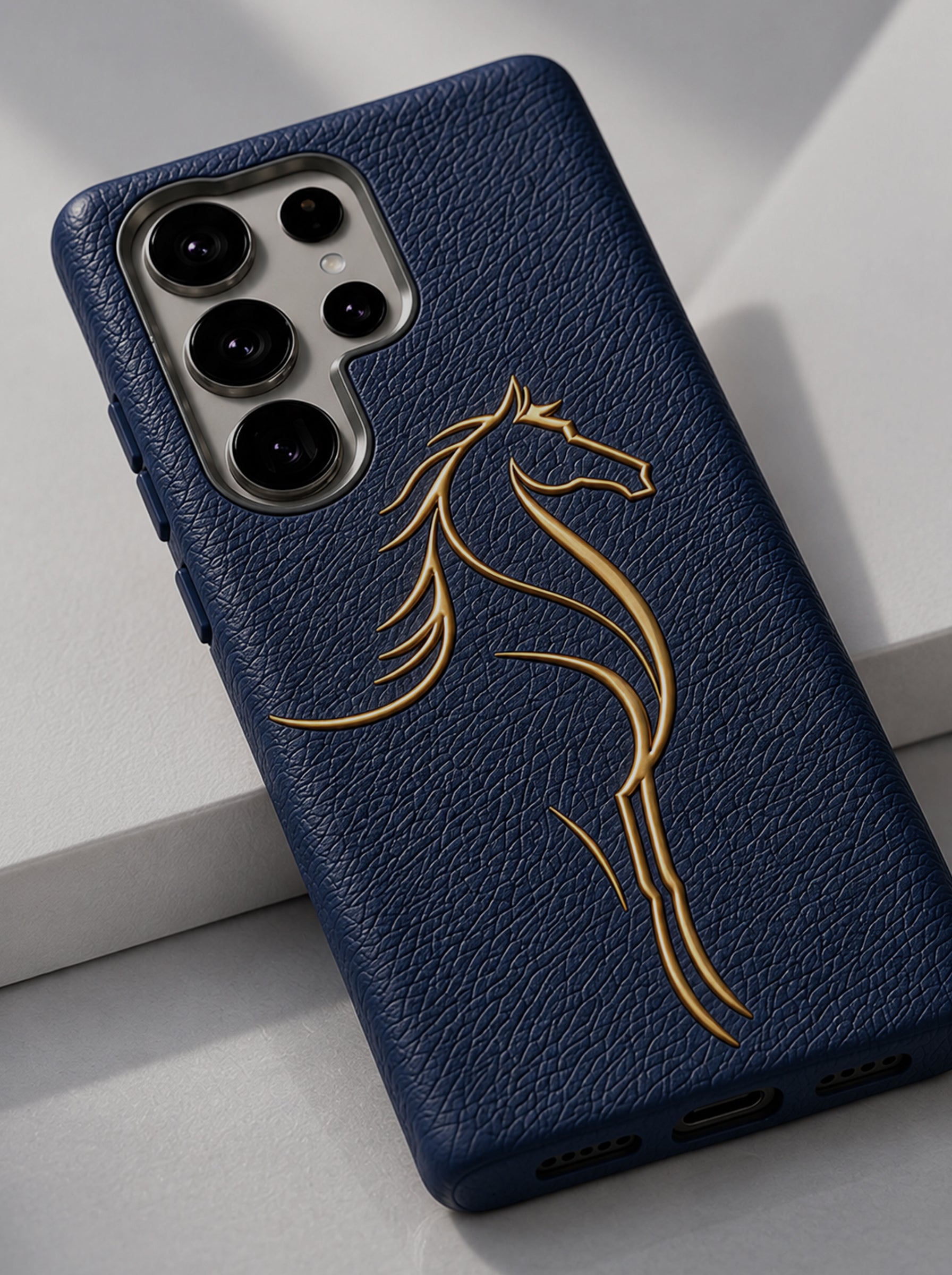 Samsung S26 Ultra | Luxury Horse Premium Leather Case with Hidden MagSafe | Navy Blue