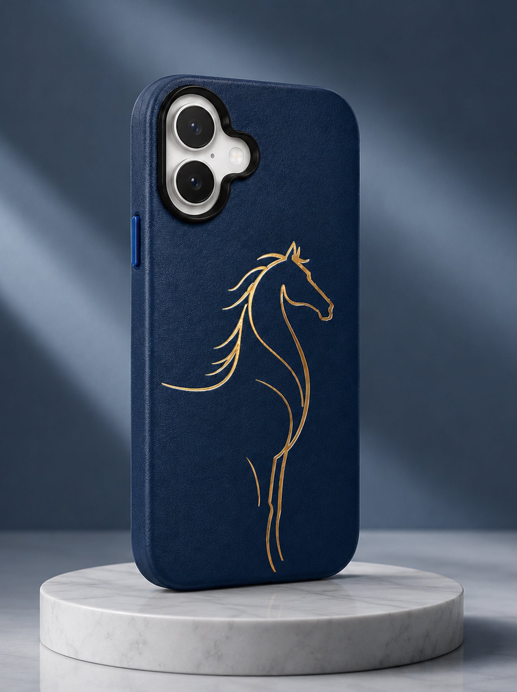 iPhone 17 | Luxury Horse Premium Leather Case with Hidden MagSafe | Blue