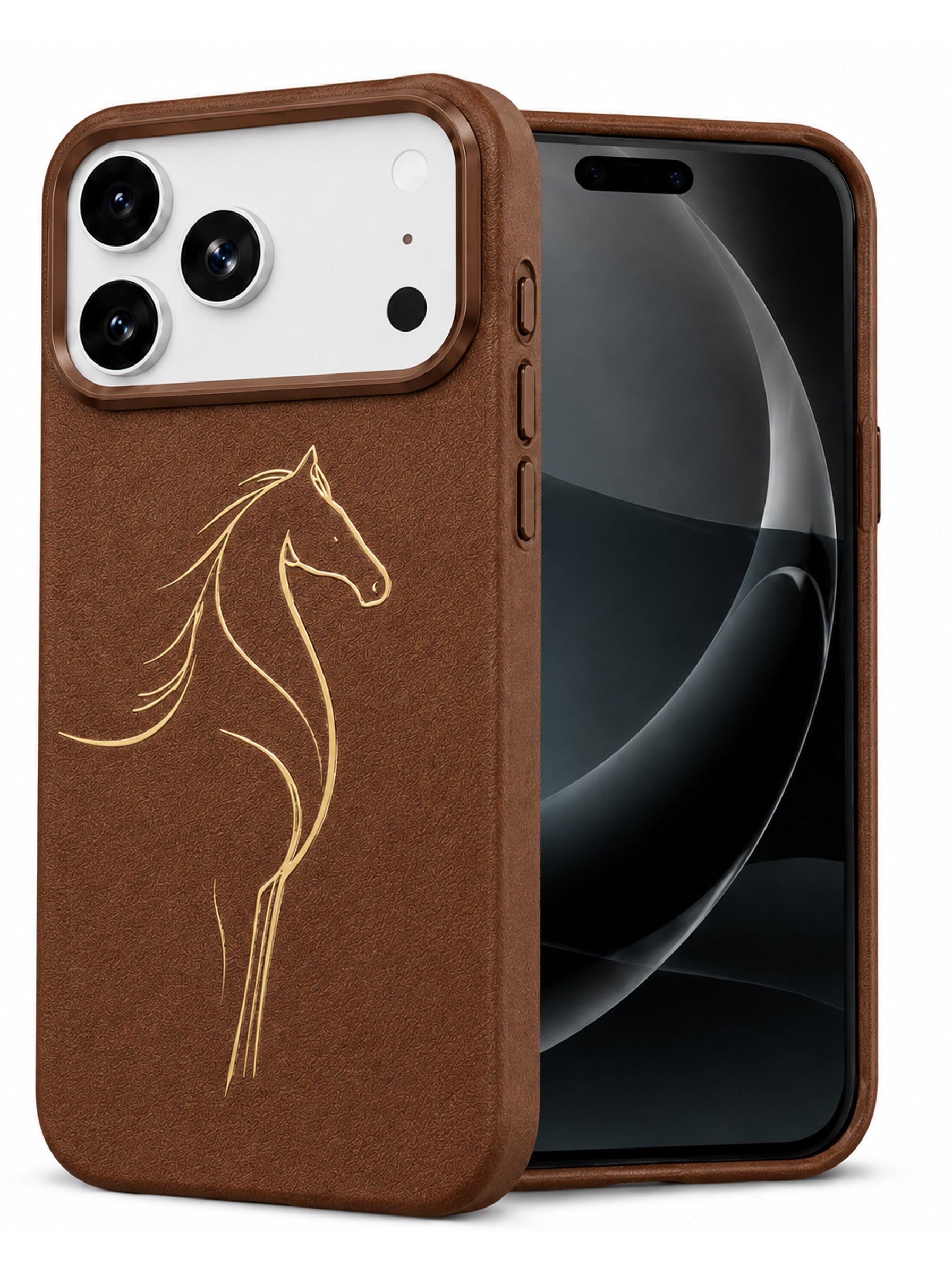 iPhone 17 Pro Max | Luxury Horse Premium Leather Case with Hidden MagSafe | Brown