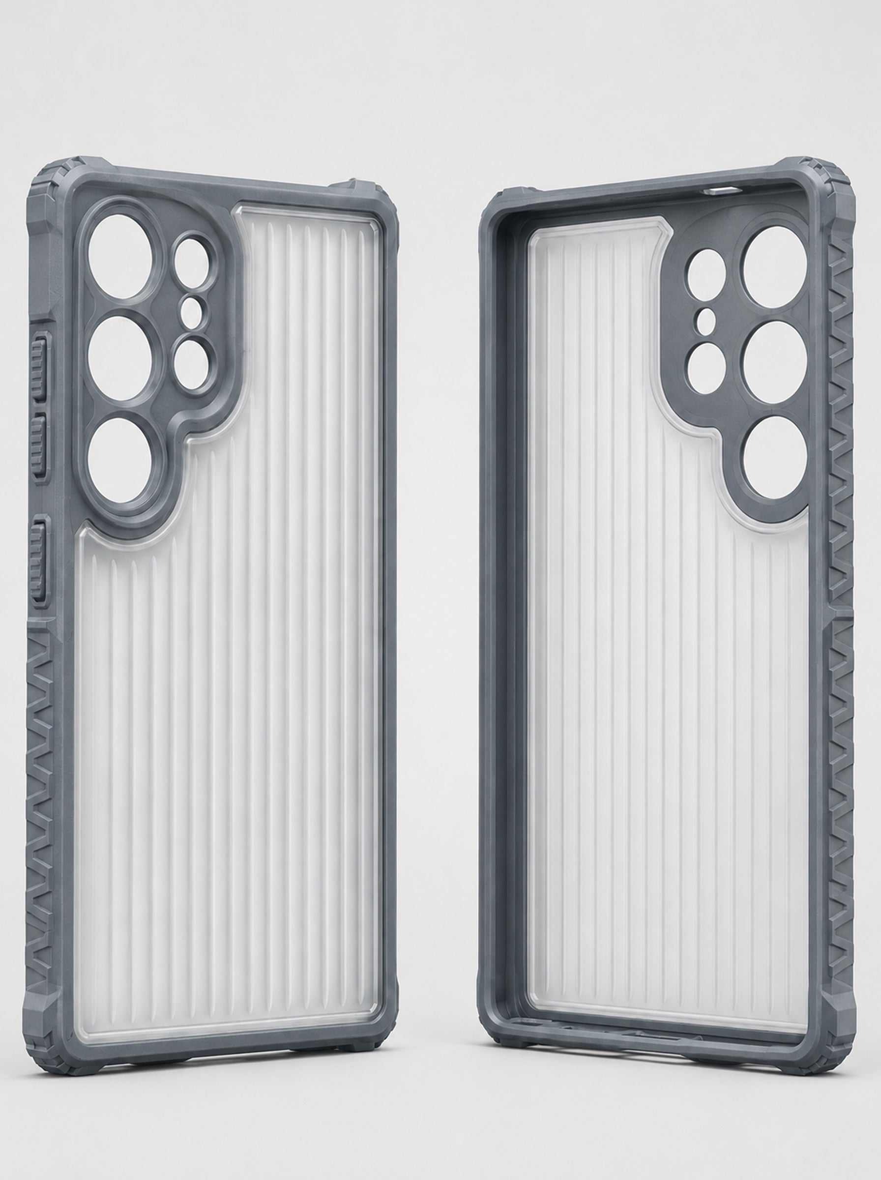 Samsung S24 Ultra | Fluted Texture Matte Case with Side Protection Grip | Gray Color