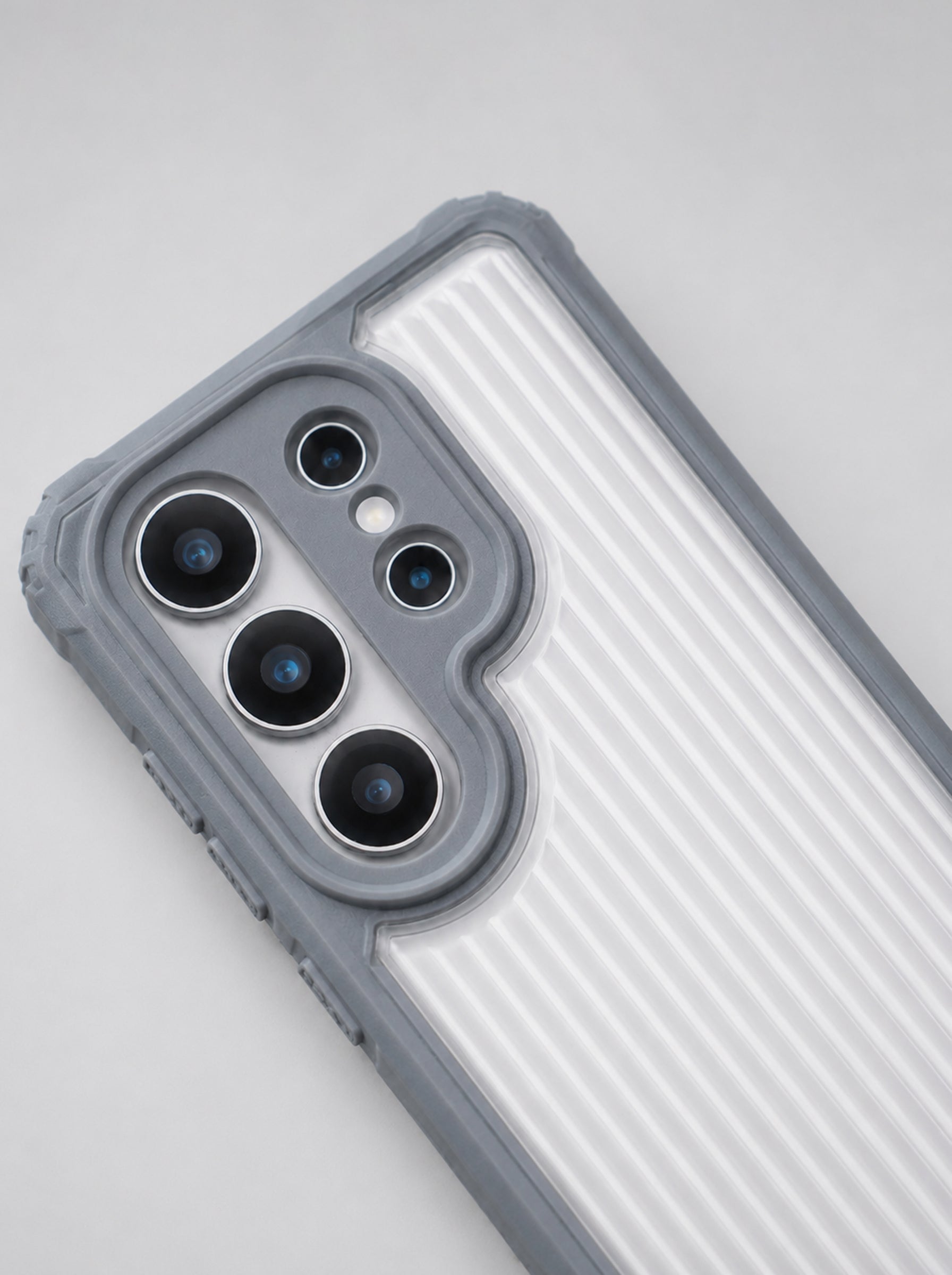 Samsung S24 Ultra | Fluted Texture Matte Case with Side Protection Grip | Gray Color