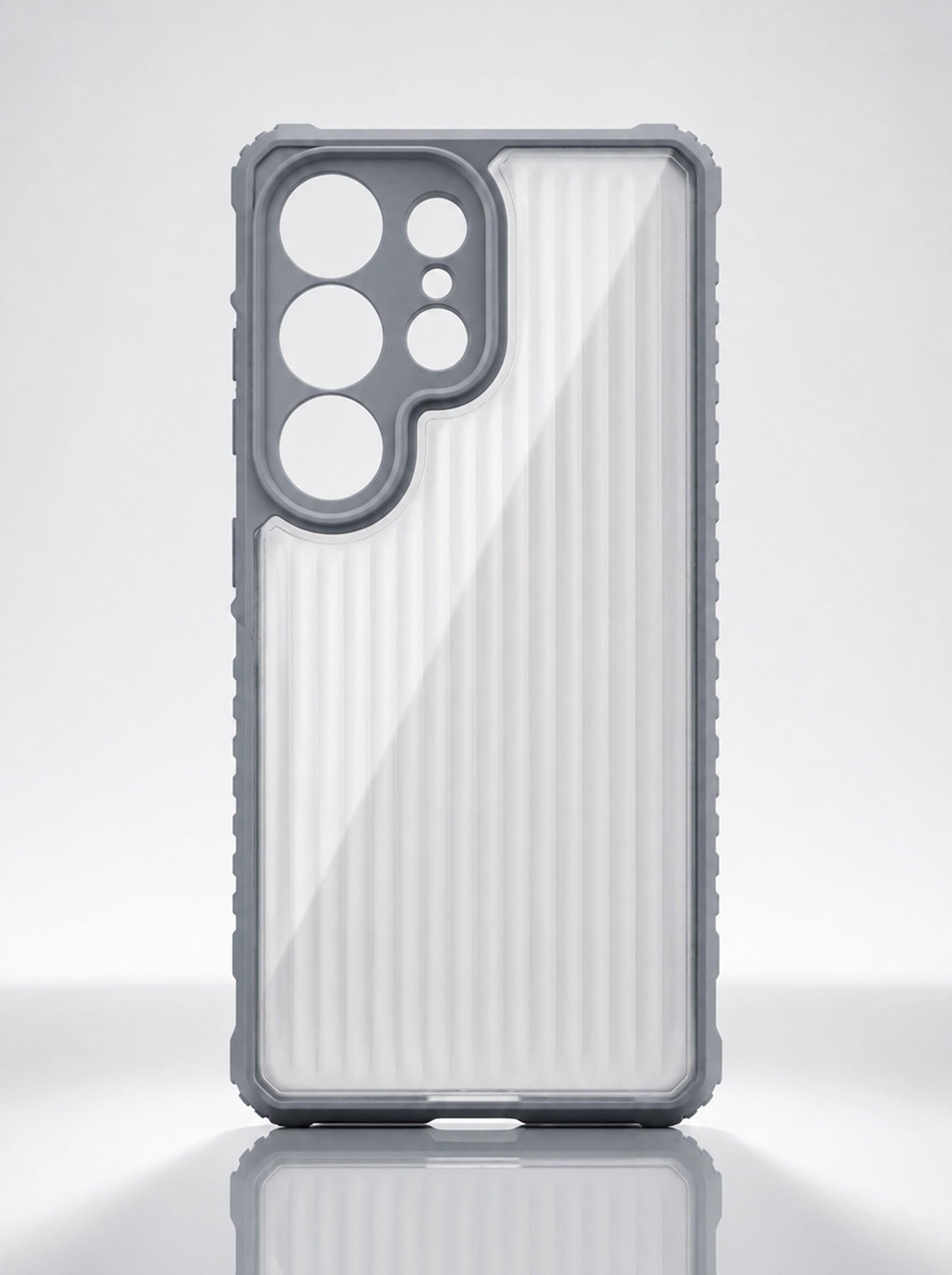 Samsung S24 Ultra | Fluted Texture Matte Case with Side Protection Grip | Gray Color