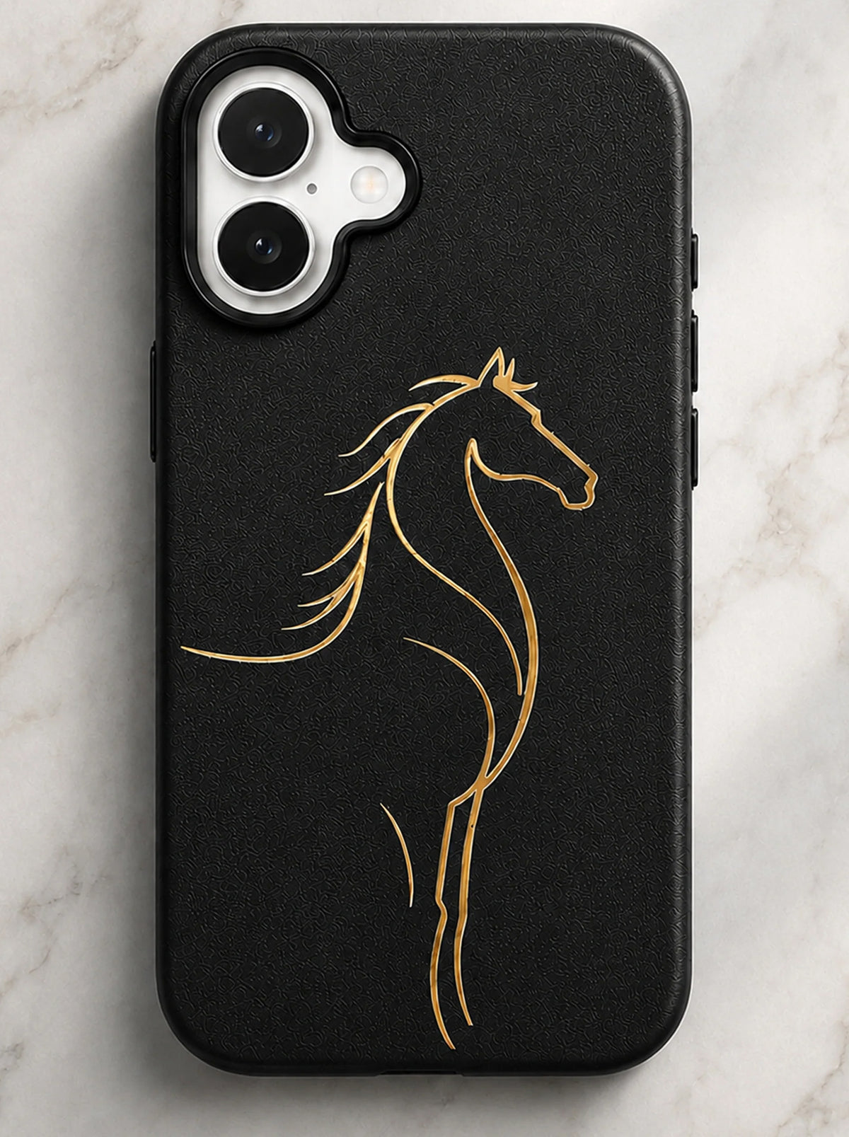 iPhone 16 | Luxury Horse Premium Leather Case with Hidden MagSafe | Black