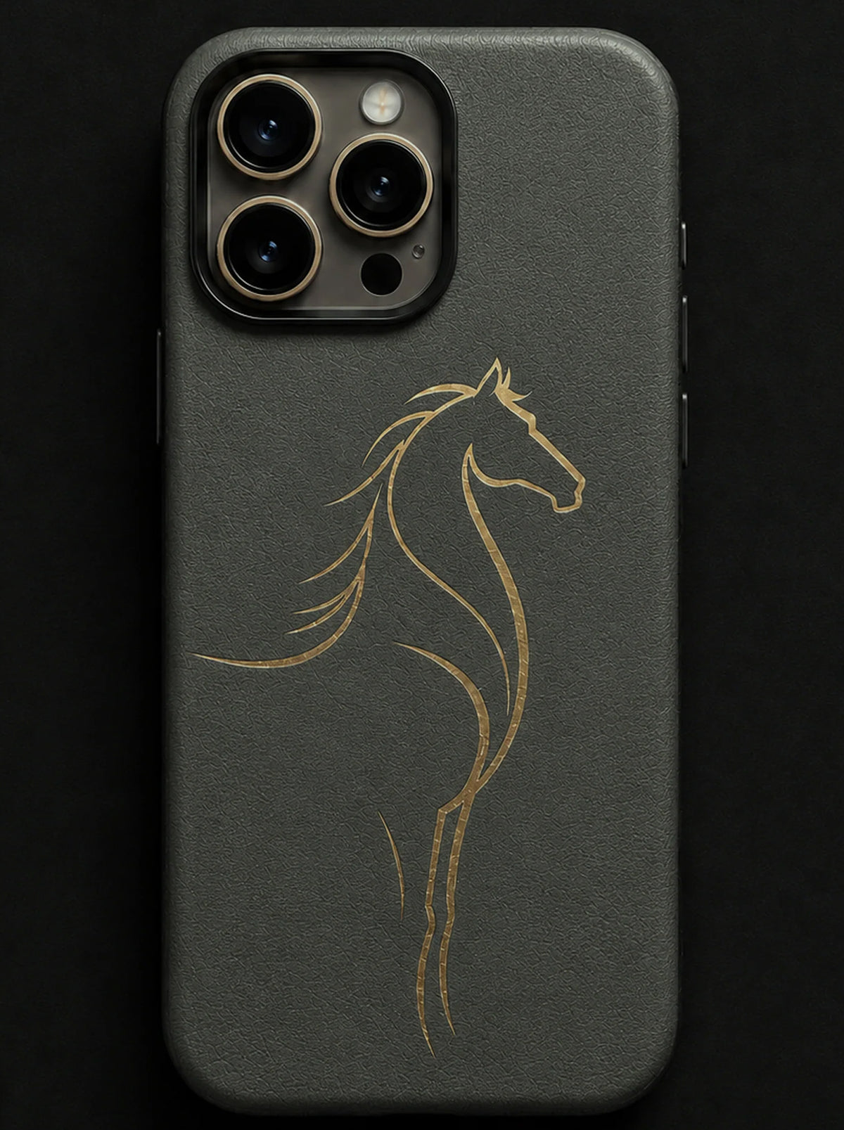 iPhone 16 Pro Max | Luxury Horse Premium Leather Case with Hidden MagSafe | Gray