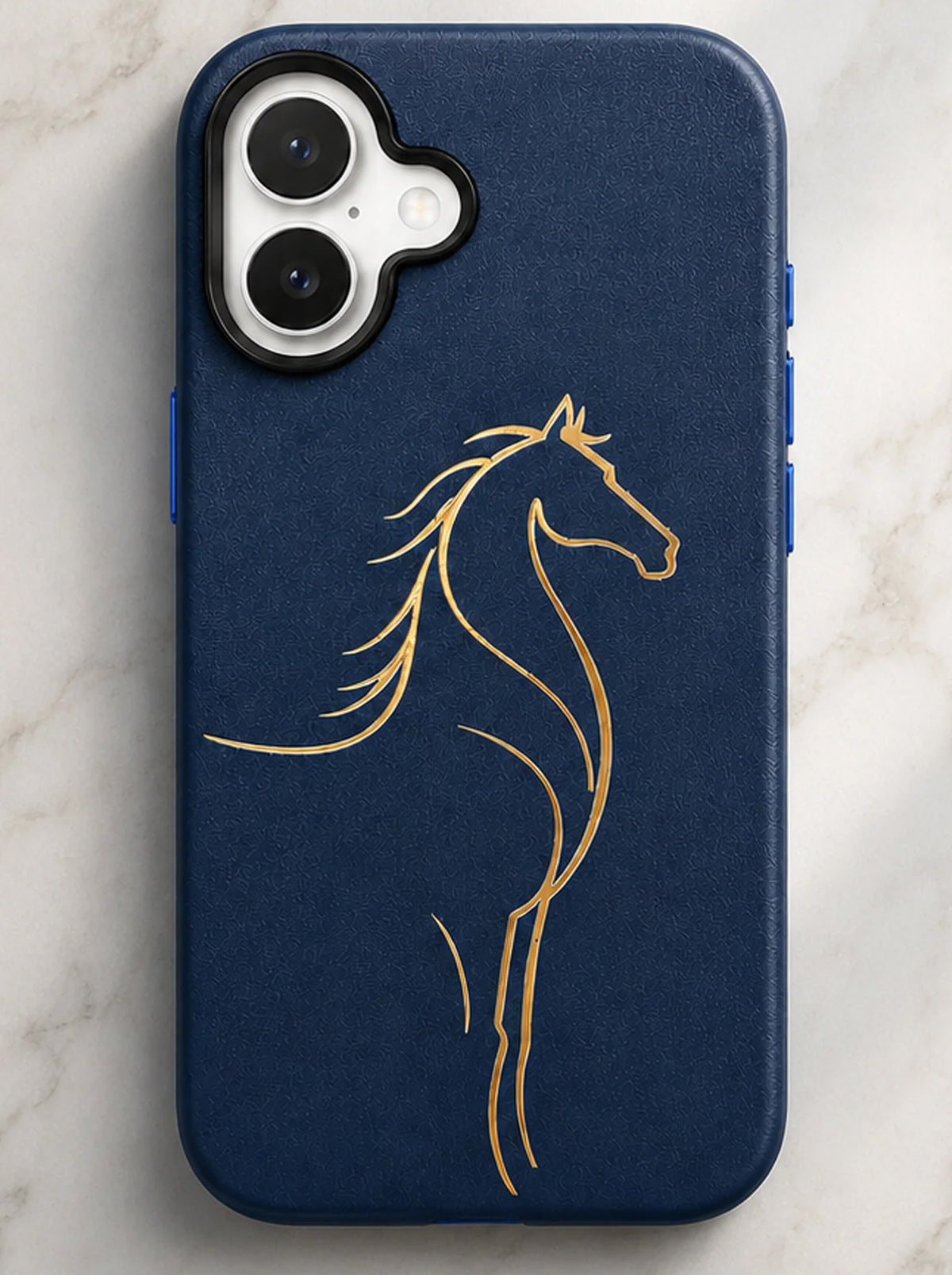 iPhone 17 | Luxury Horse Premium Leather Case with Hidden MagSafe | Blue