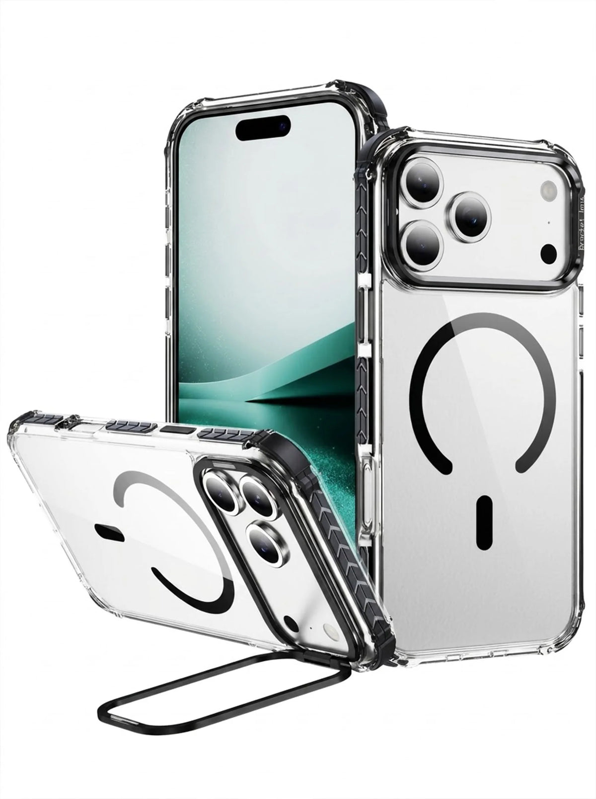 iPhone 17 Pro Case | MagSafe | Camera Lens Stand | Matte Finish | Black
