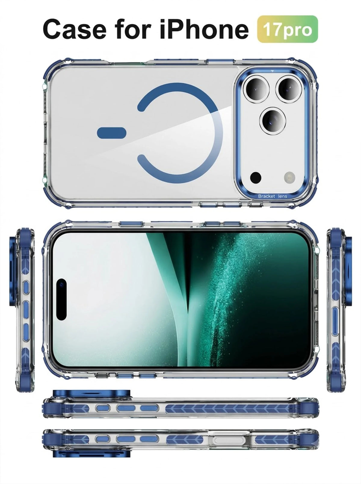 iPhone 17 Pro Case | MagSafe | Camera Lens Stand | Matte Finish | Blue