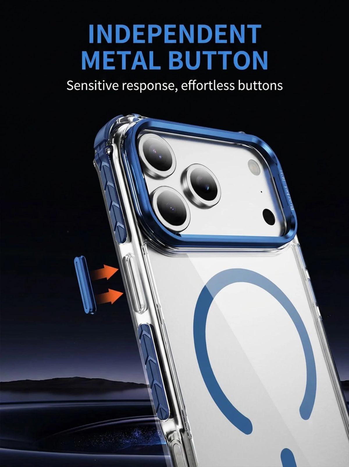 iPhone 17 Pro Case | MagSafe | Camera Lens Stand | Matte Finish | Blue