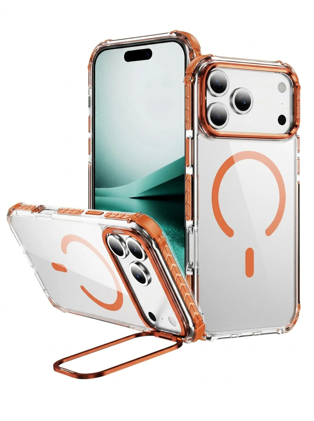 iPhone 17 Pro Case | MagSafe | Camera Lens Stand | Matte Finish | Orange