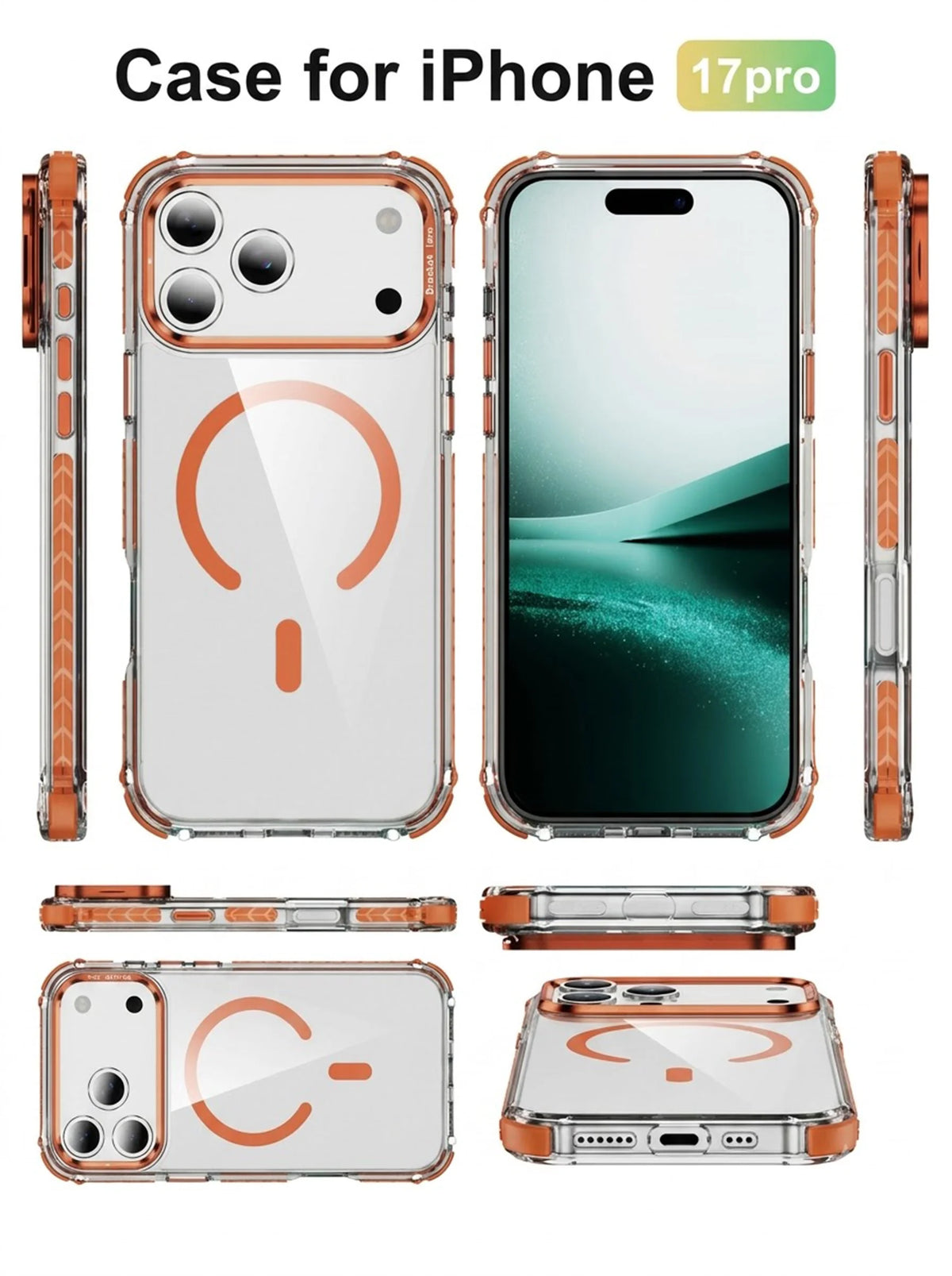 iPhone 17 Pro Case | MagSafe | Camera Lens Stand | Matte Finish | Orange