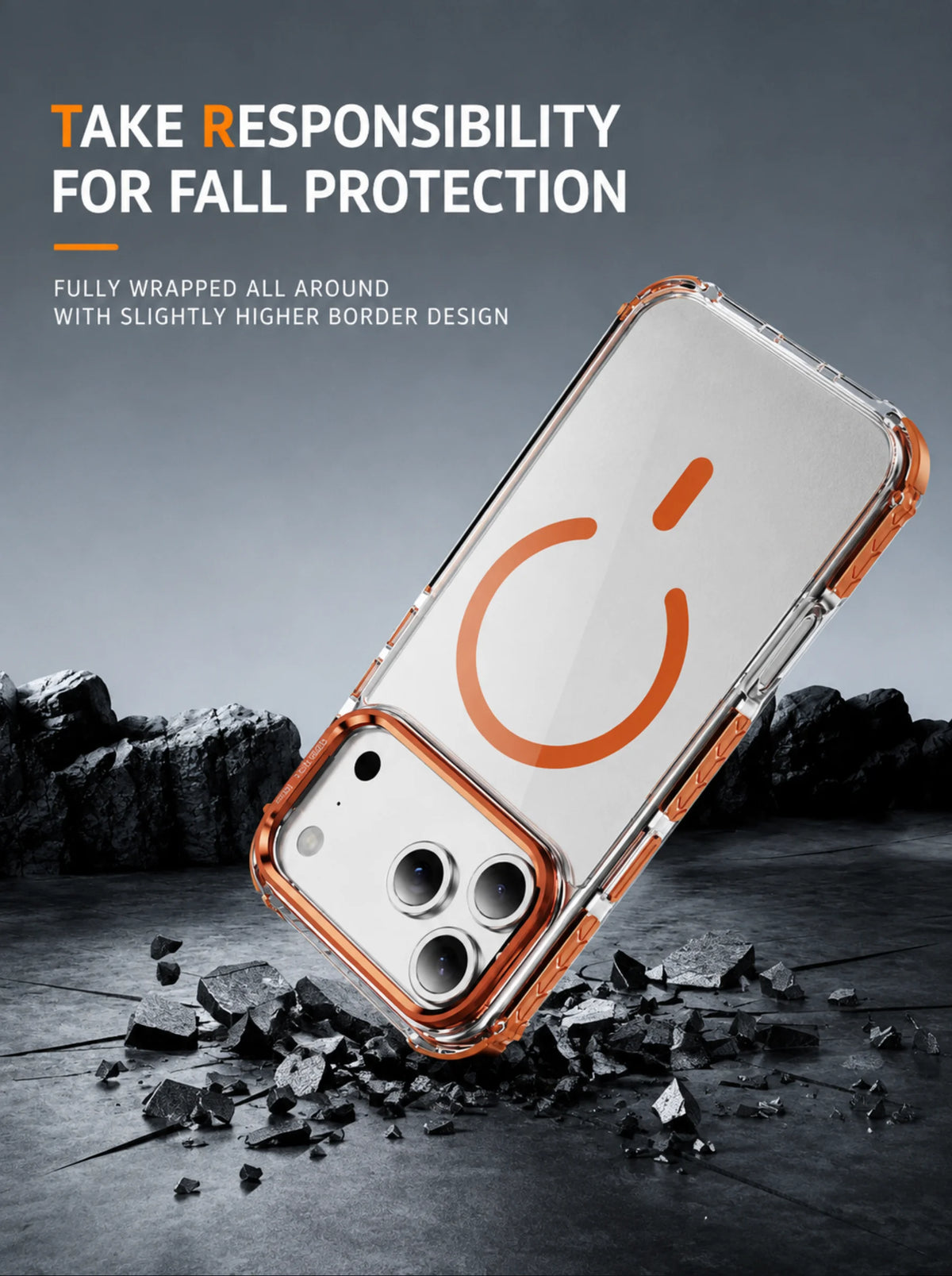 iPhone 17 Pro Case | MagSafe | Camera Lens Stand | Matte Finish | Orange