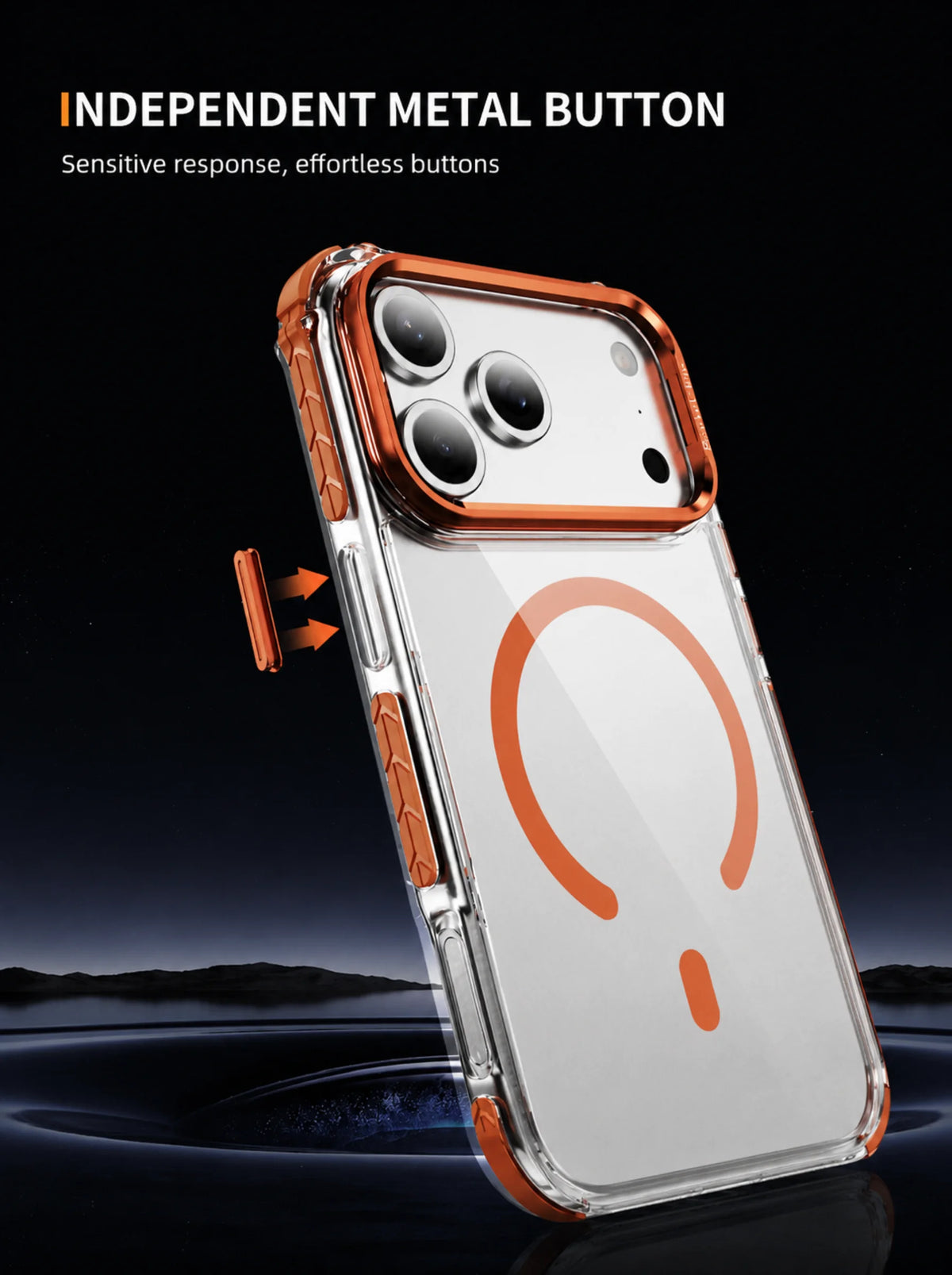 iPhone 17 Pro Case | MagSafe | Camera Lens Stand | Matte Finish | Orange