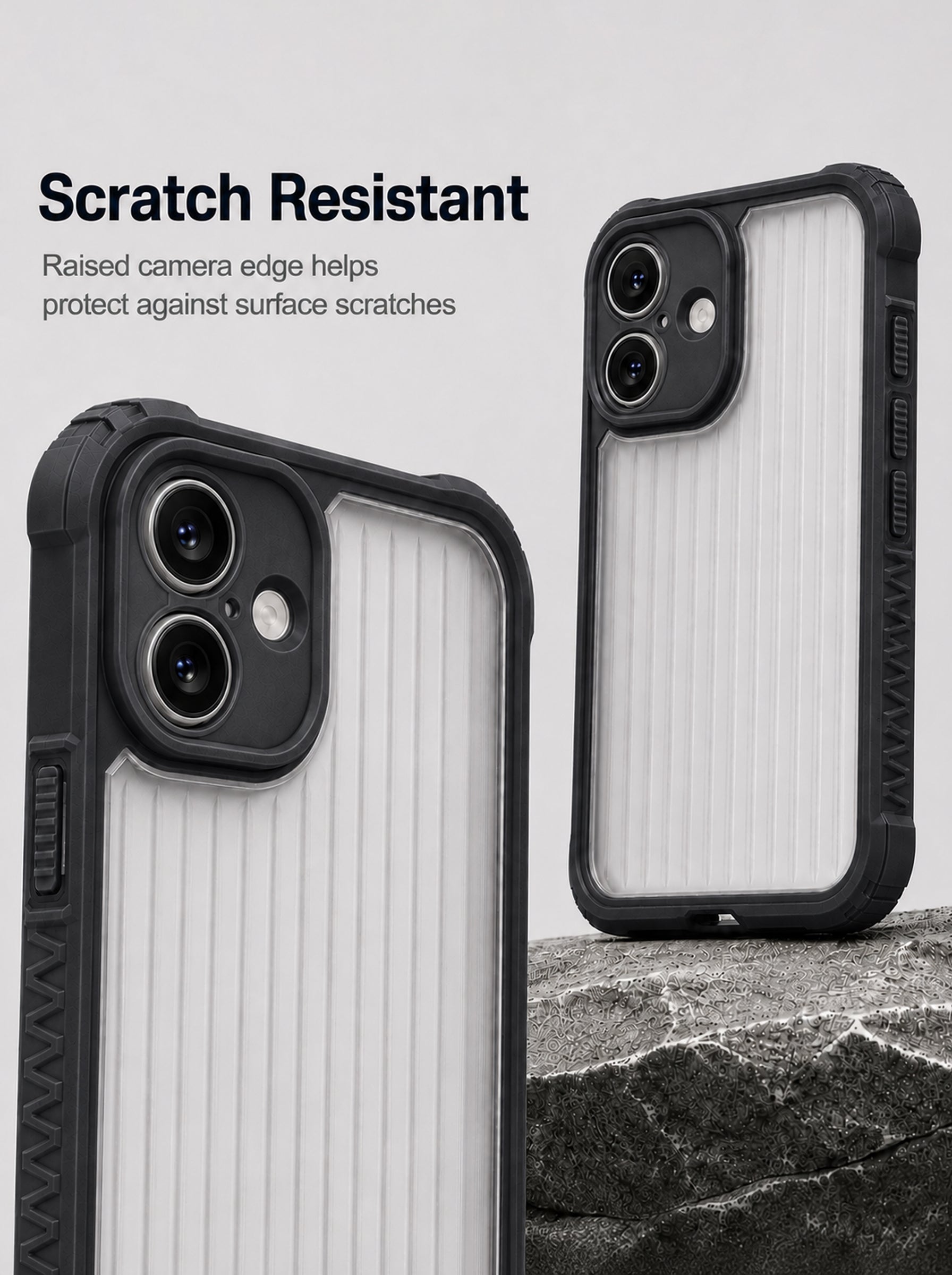 iPhone 16 | Fluted Texture Matte Case with Side Protection Grip | Black