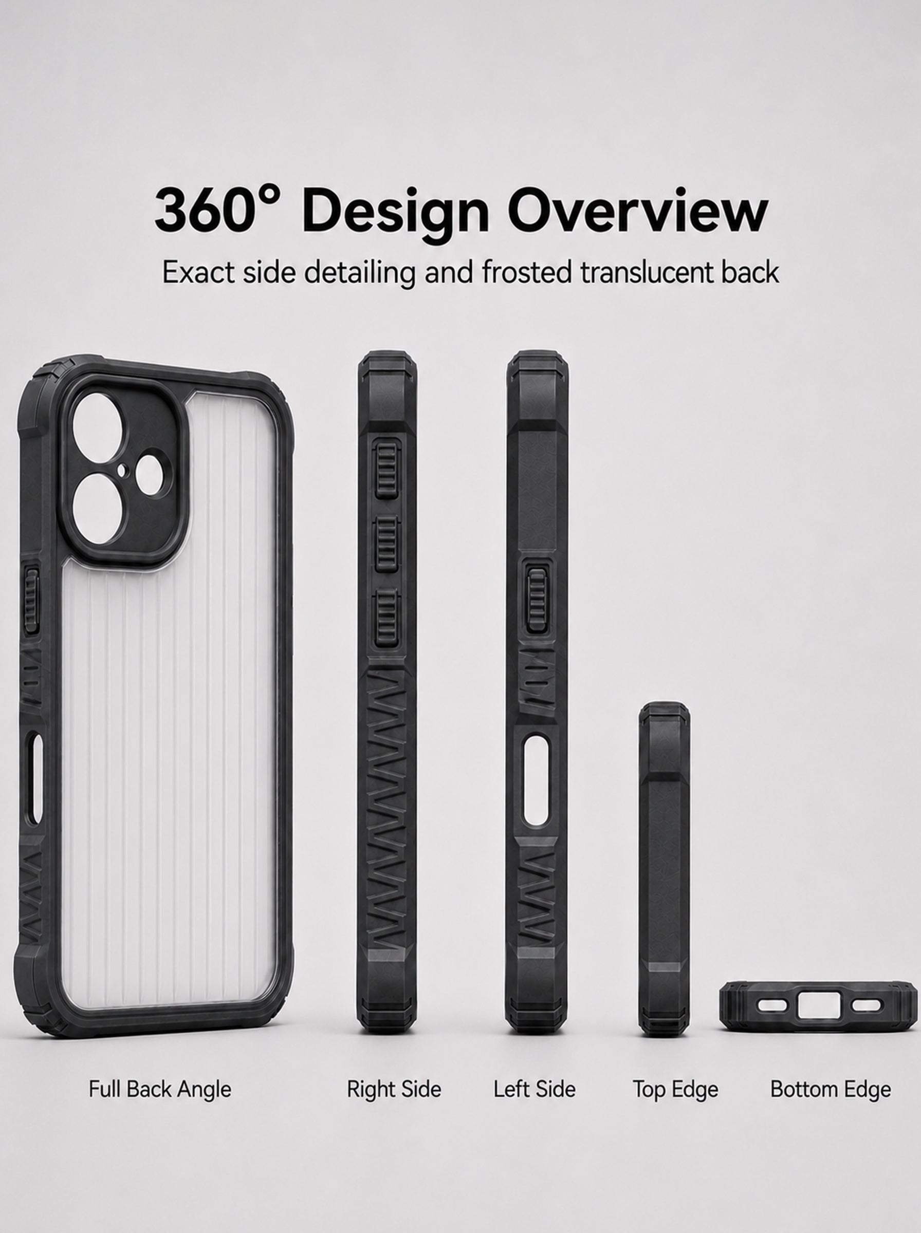 iPhone 16 | Fluted Texture Matte Case with Side Protection Grip | Black