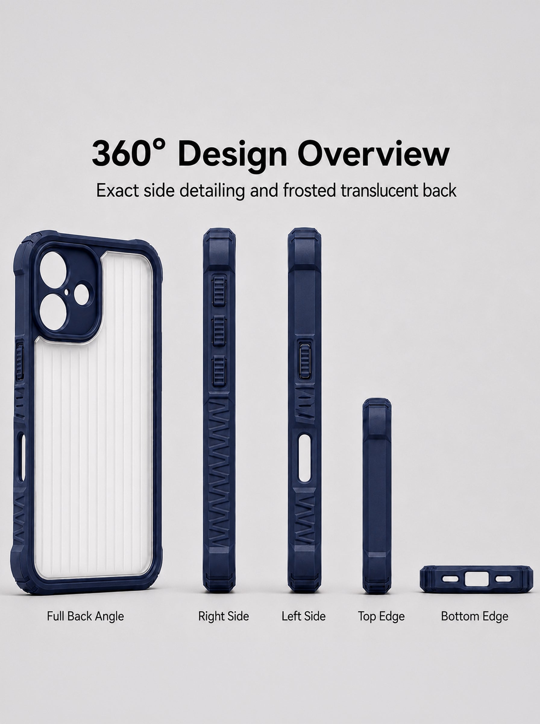 iPhone 16 | Fluted Texture Matte Case with Side Protection Grip | Dark Blue Color