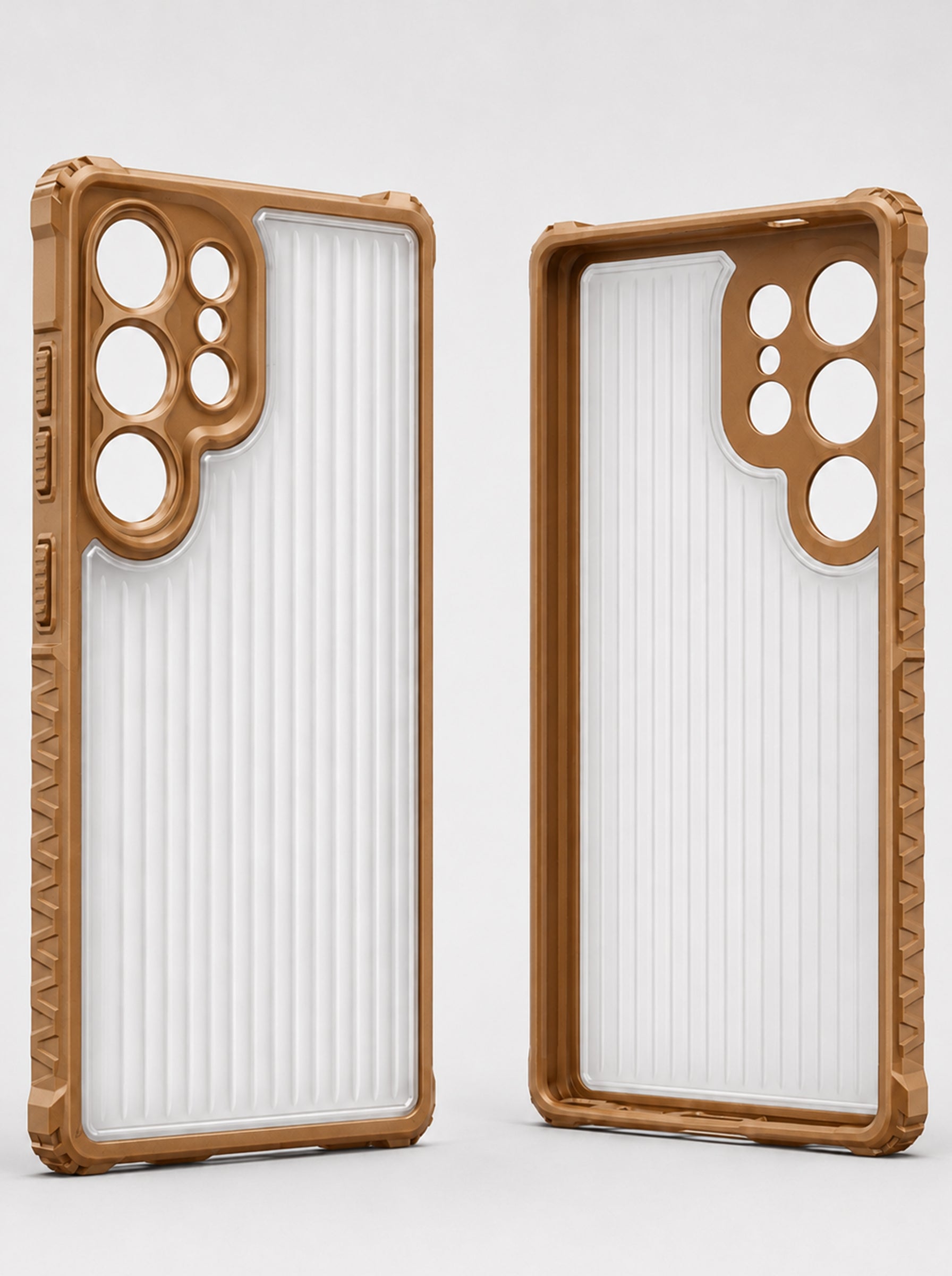 Samsung S24 Ultra | Fluted Texture Matte Case with Side Protection Grip | Brown Color
