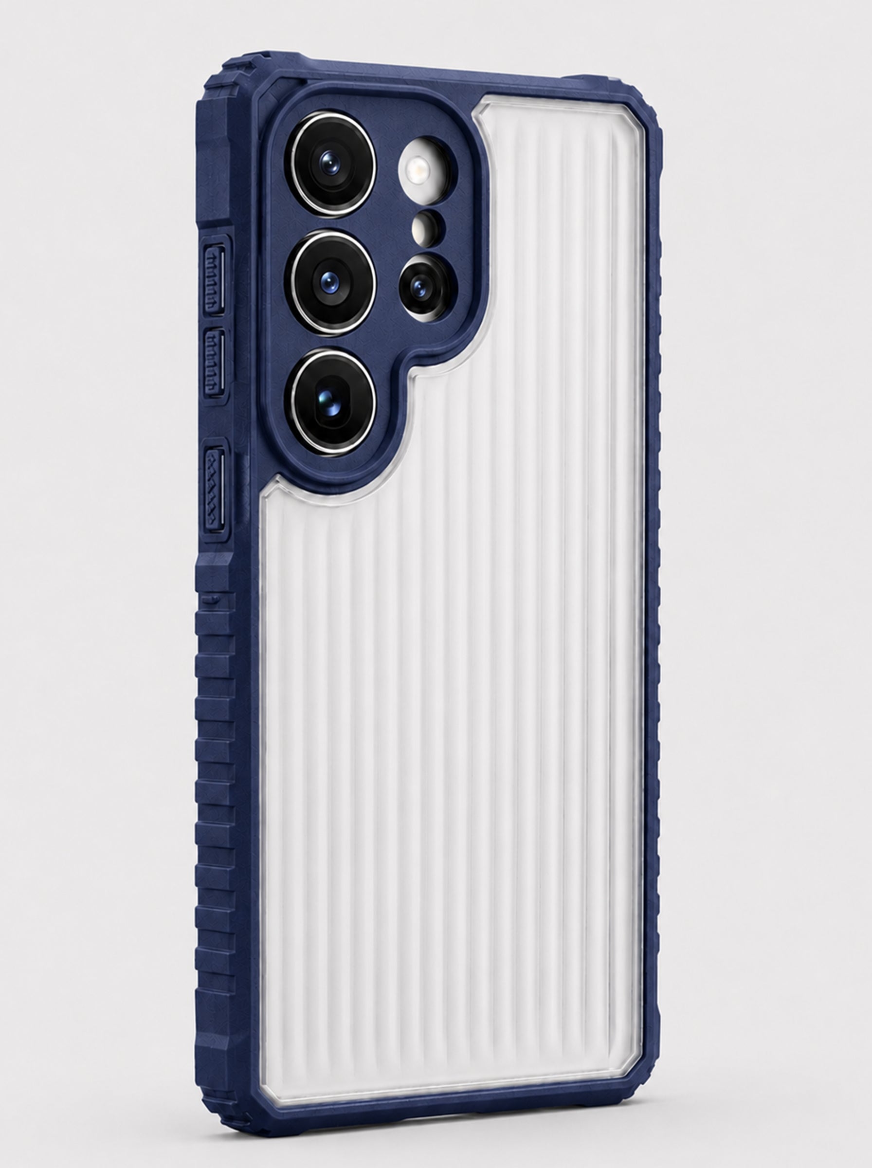 Samsung S24 Ultra | Fluted Texture Matte Case with Side Protection Grip | Dark Blue Color