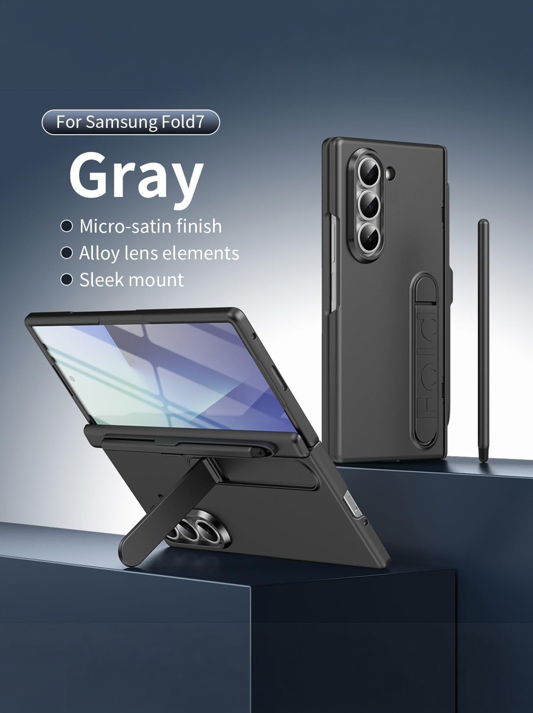 Samsung Galaxy Z Fold 6 Case | Full Body Protection | Screen Protector | Hinge Protection | Kickstand | Stylus | Grey