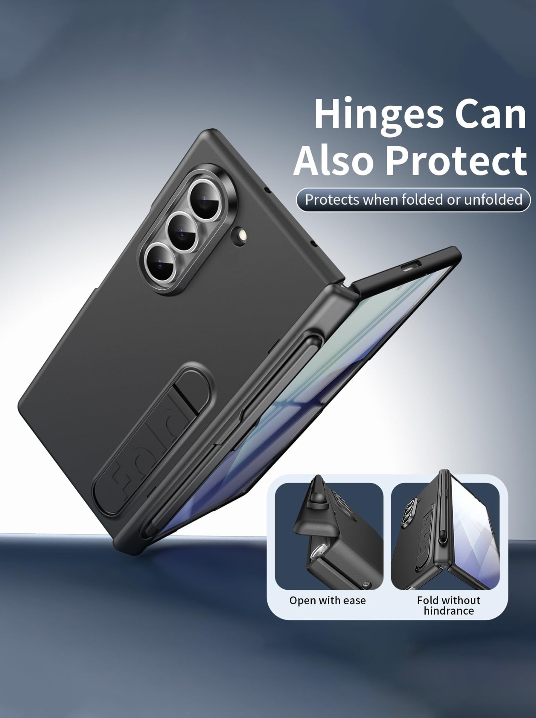 Samsung Galaxy Z Fold 6 Case | Full Body Protection | Screen Protector | Hinge Protection | Kickstand | Stylus | Grey