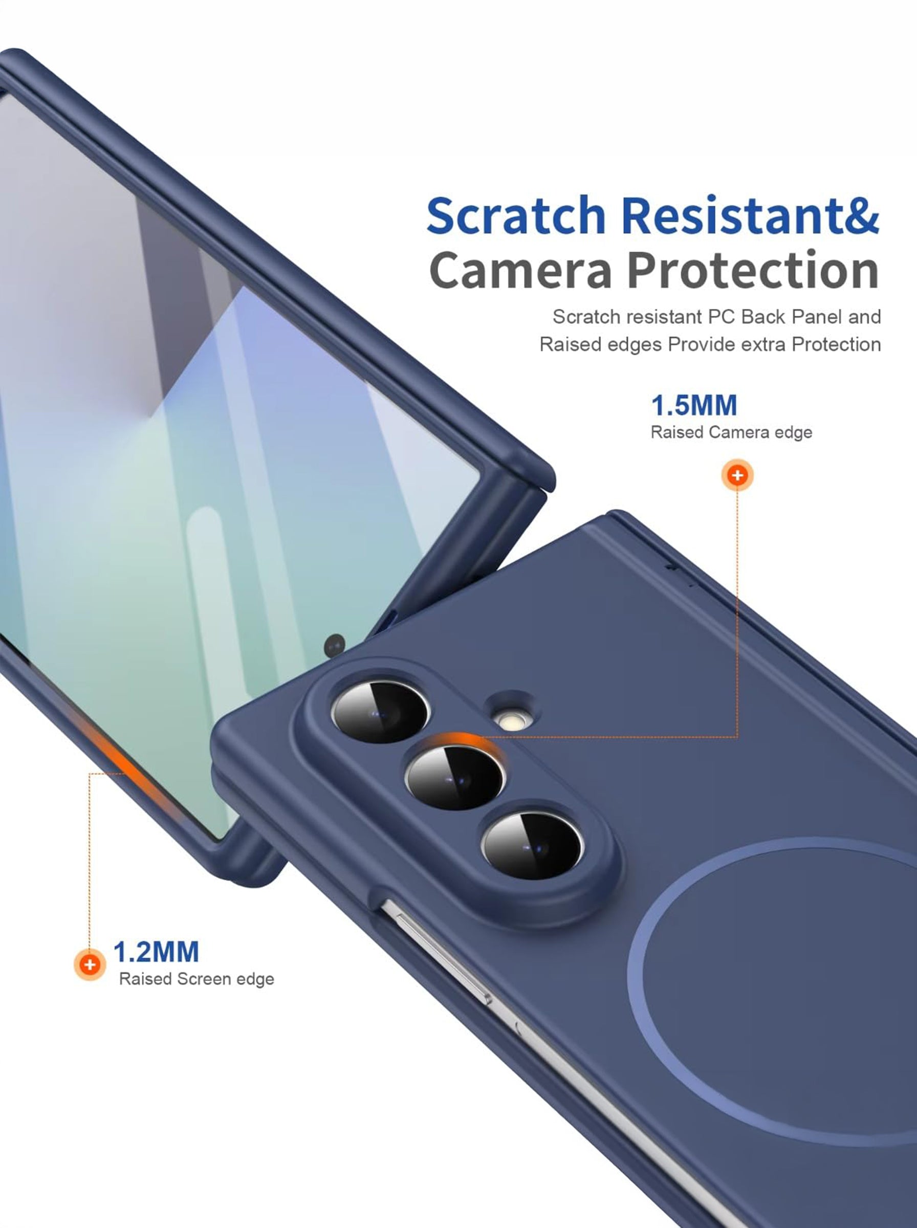 Samsung Z Fold 7 Case with Tempered Glass | Hinge | Magnetic Support | Slim Back