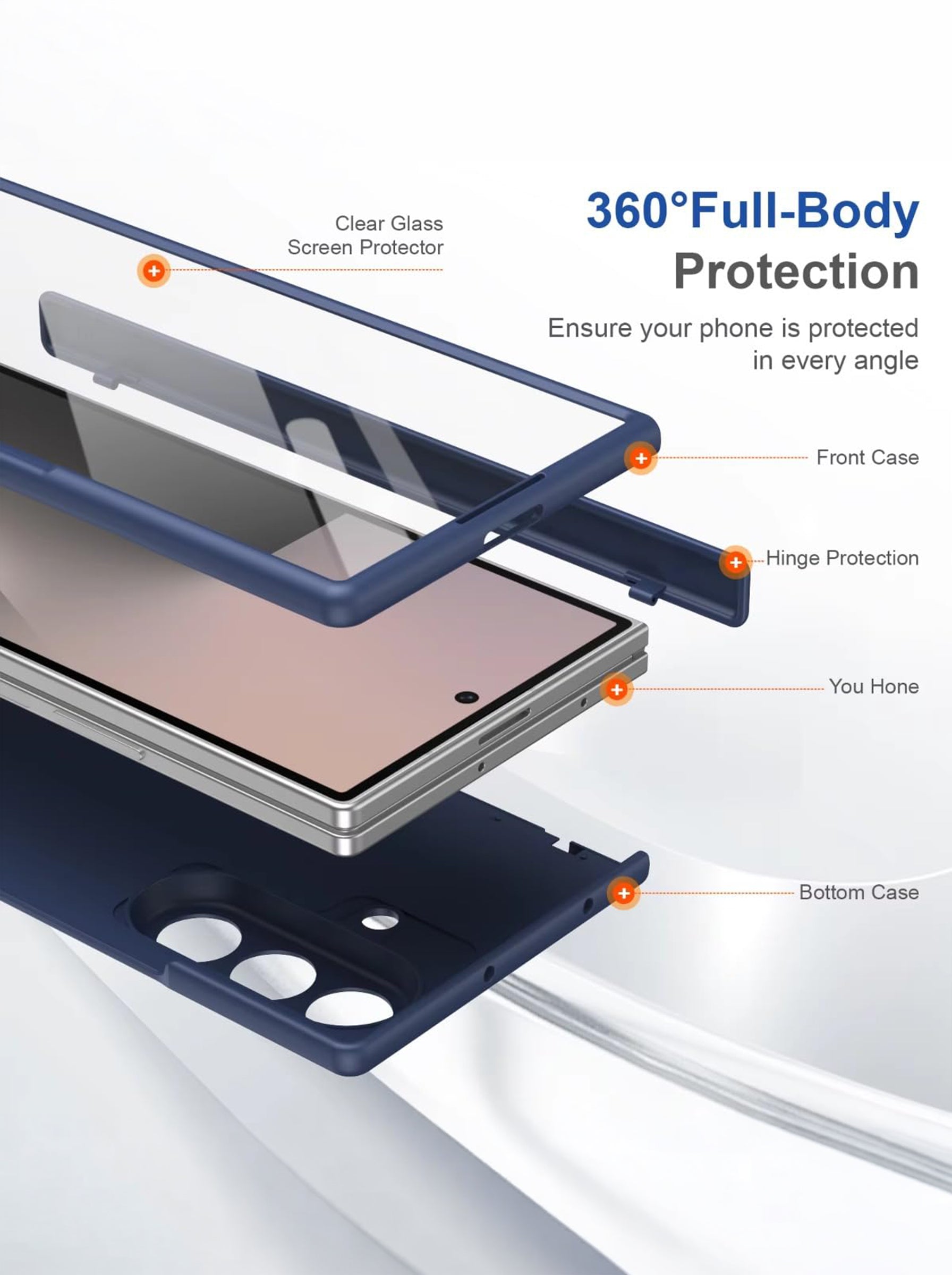 Samsung Z Fold 7 Case with Tempered Glass | Hinge | Magnetic Support | Slim Back