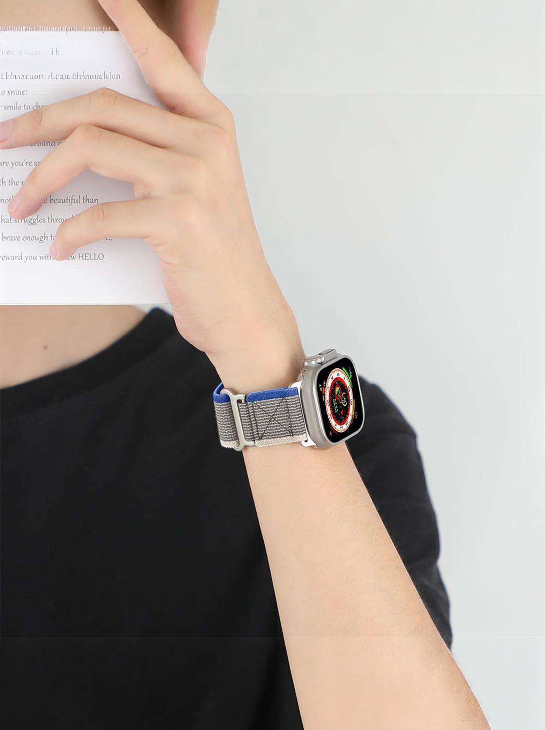 Nylon Braided Watch Band For Apple Watch | 49mm / 46mm / 45mm / 44mm / 42mm | Gray Blue