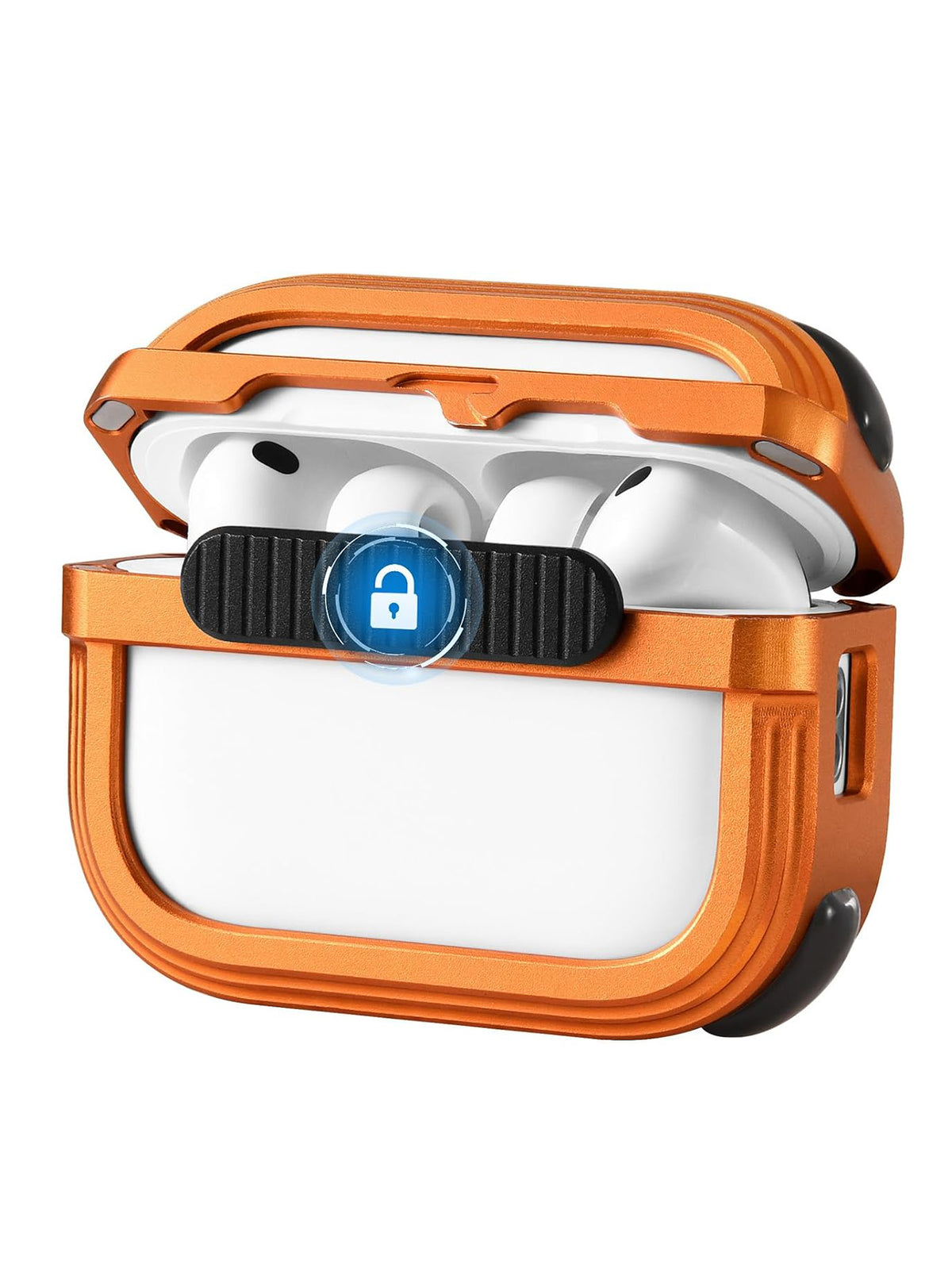 AirPods Pro 3 Case | Hollow Metal | MagSafe | Drop Protection | Secure Lock | Orange