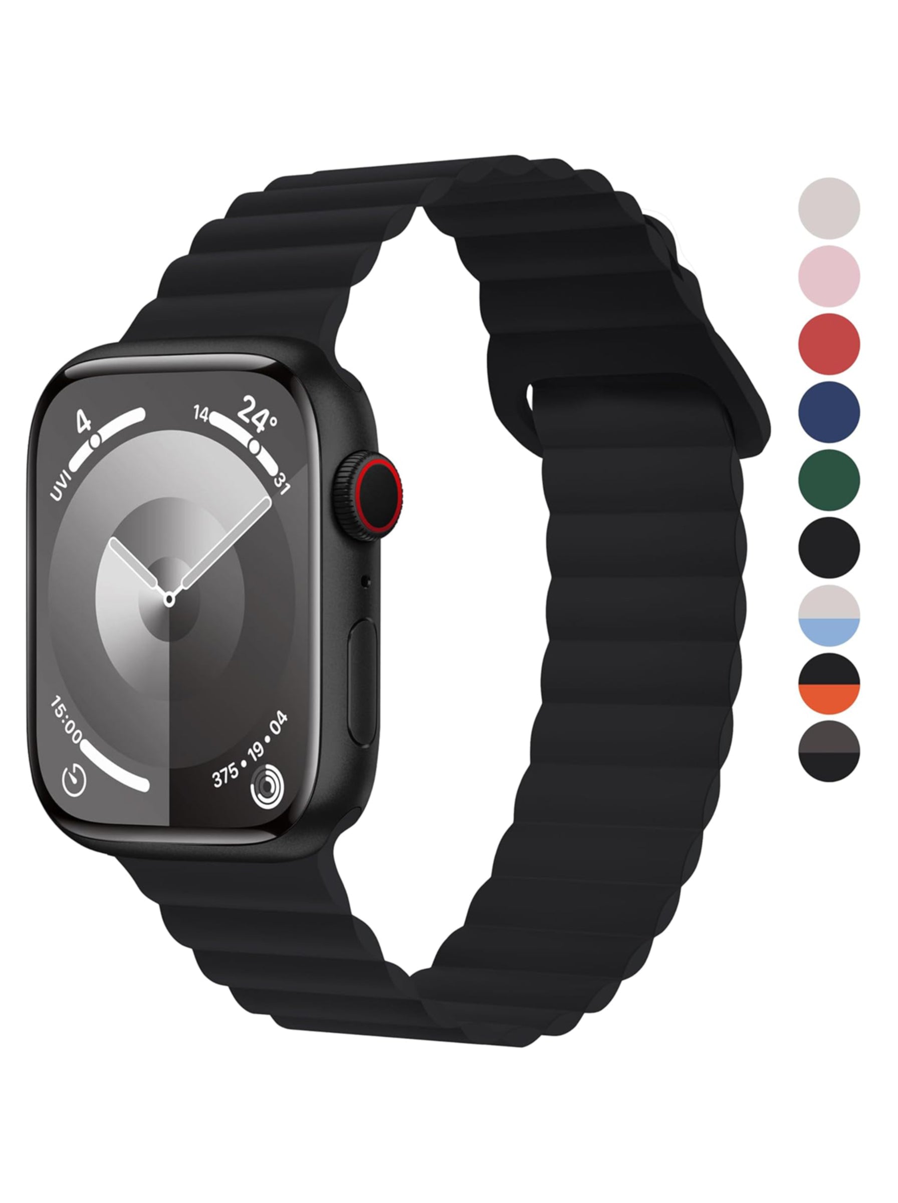 Magnetic Silicone Strap for Apple Watch 42mm | 44mm | 45mm | 46mm | 49mm | Black Color