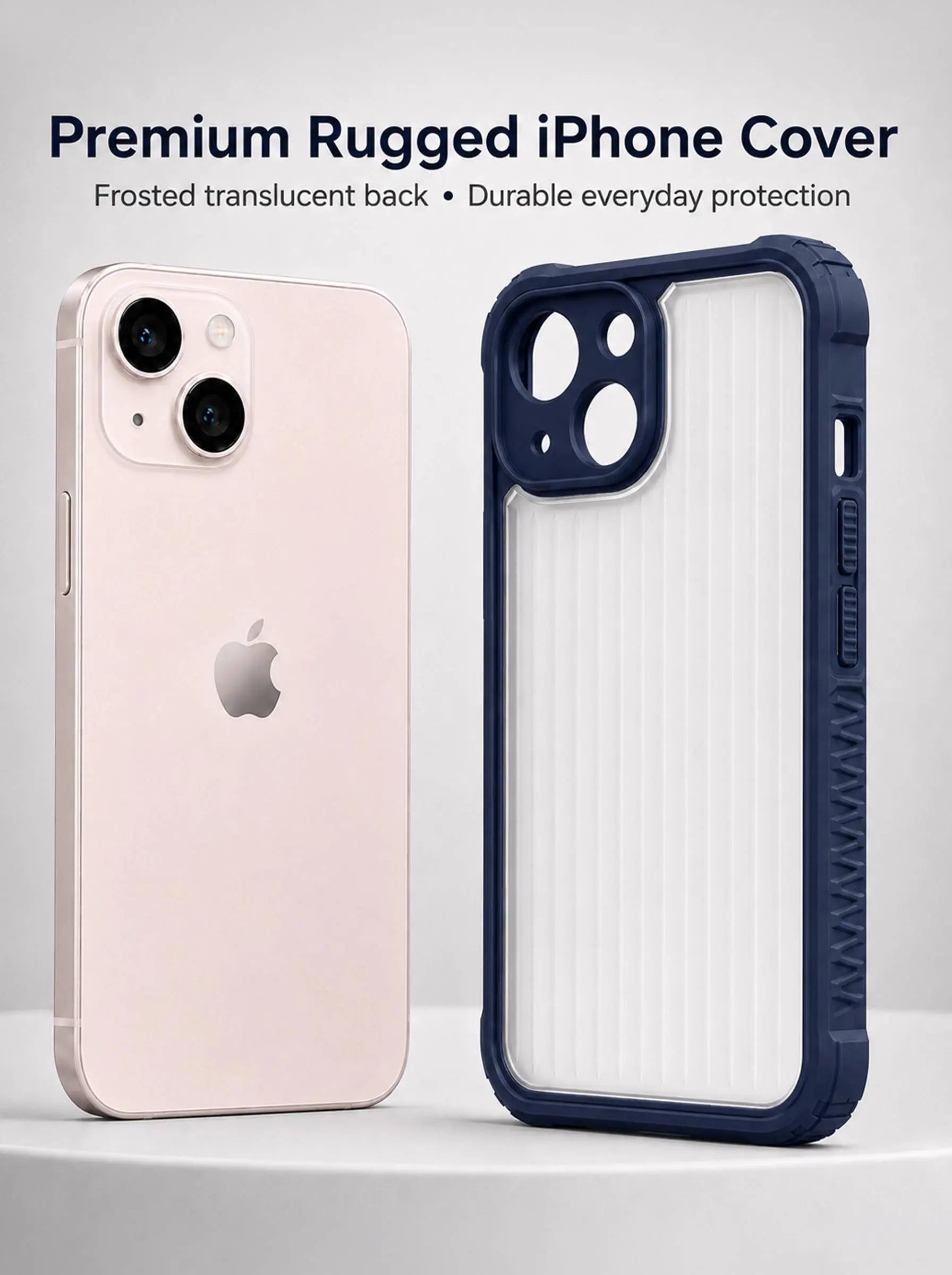 iPhone 14 | Fluted Texture Matte Case with Side Protection Grip | Blue