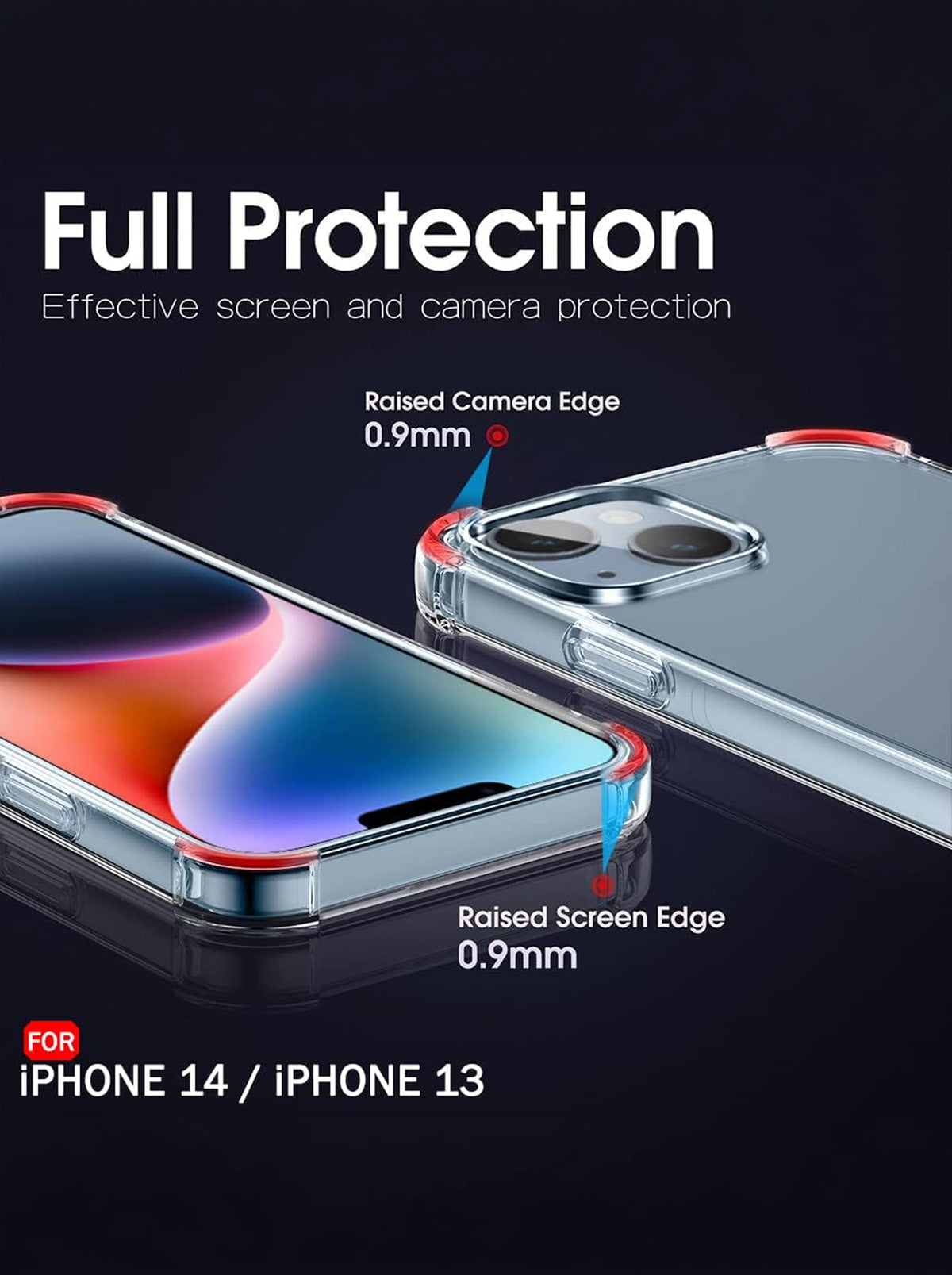 iPhone 14 | PC + TPU | Clear Transparent | 360 Edges Protection | Phone Bumper Case (Transparent)
